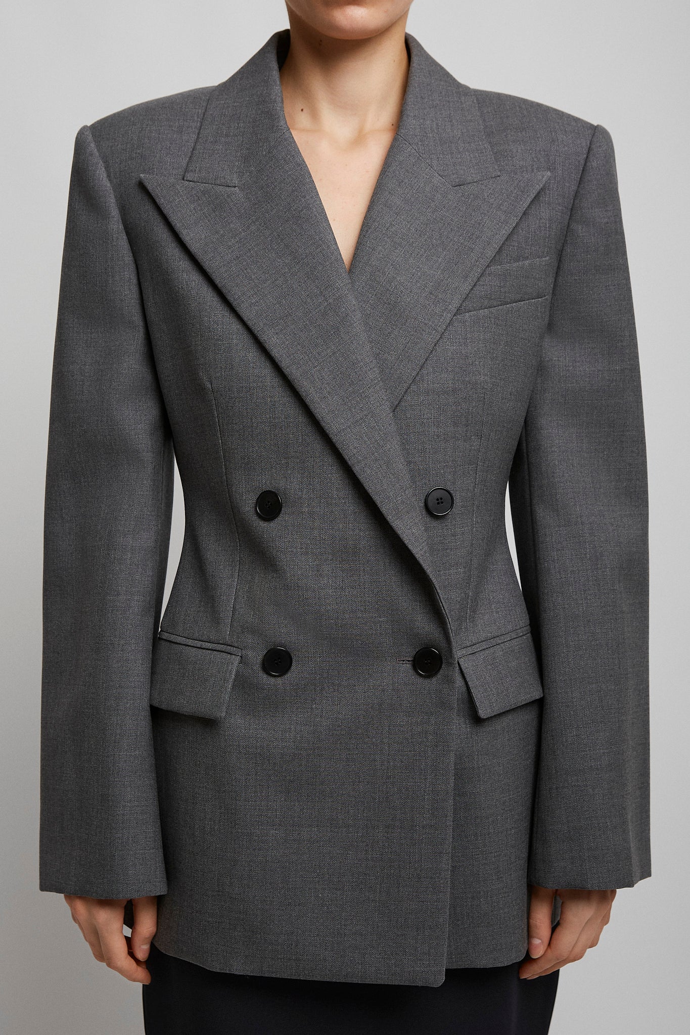 Double breasted grey jacket