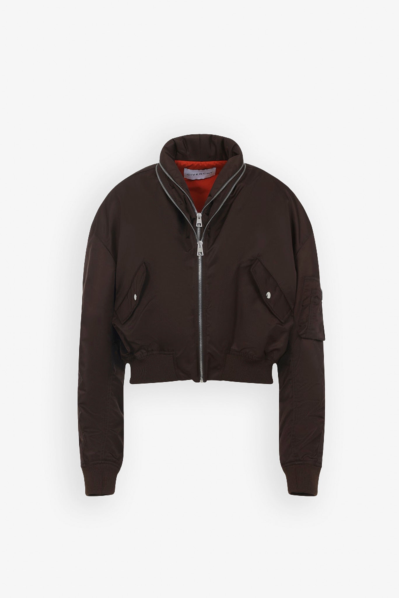 Brown zipped bomber jacket
