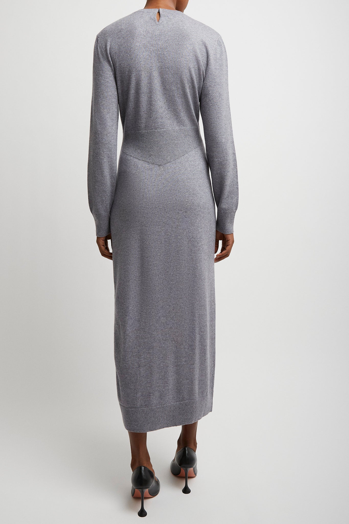 Long sleeves grey cashmere dress
