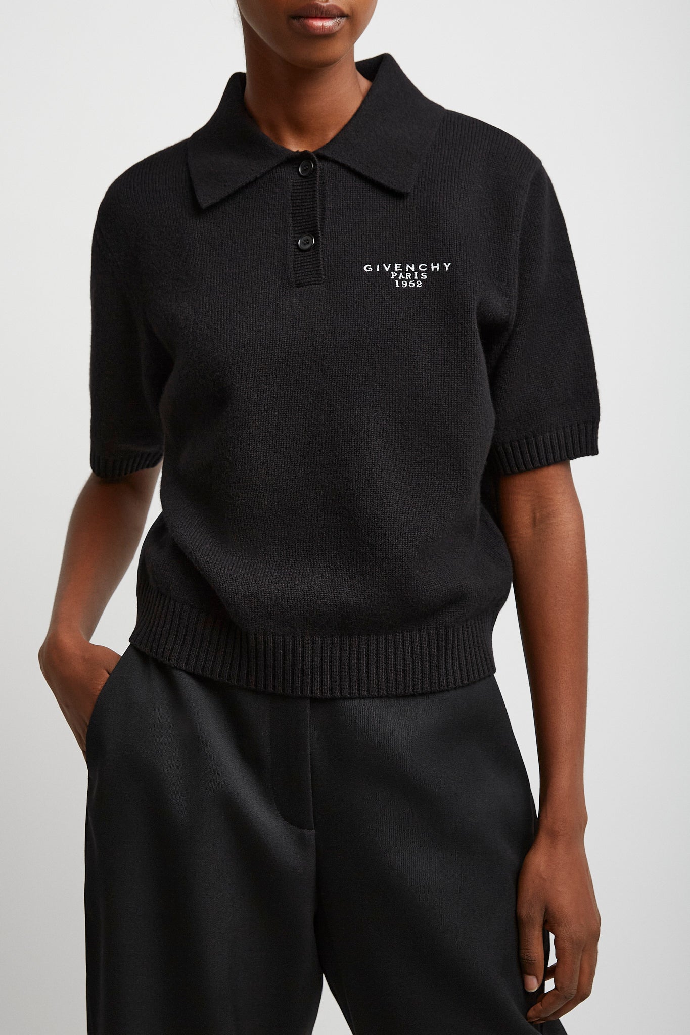 Short sleeve black polo shirt