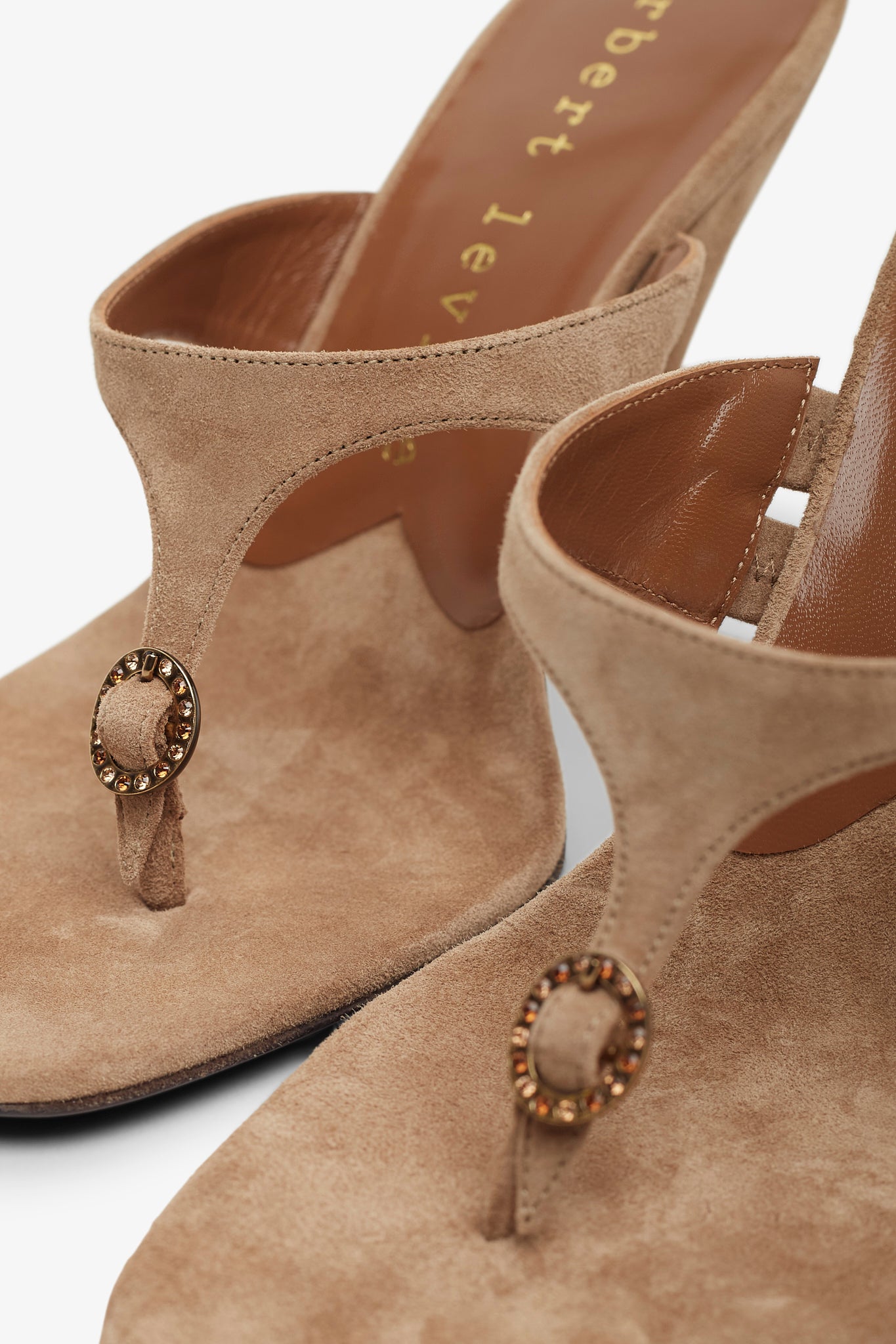 Kiss and Tell 100 brown suede mule sandals