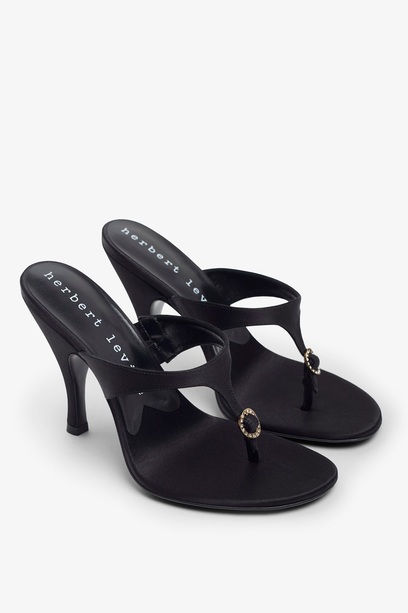 Kiss and Tell 100 black satin mule sandals