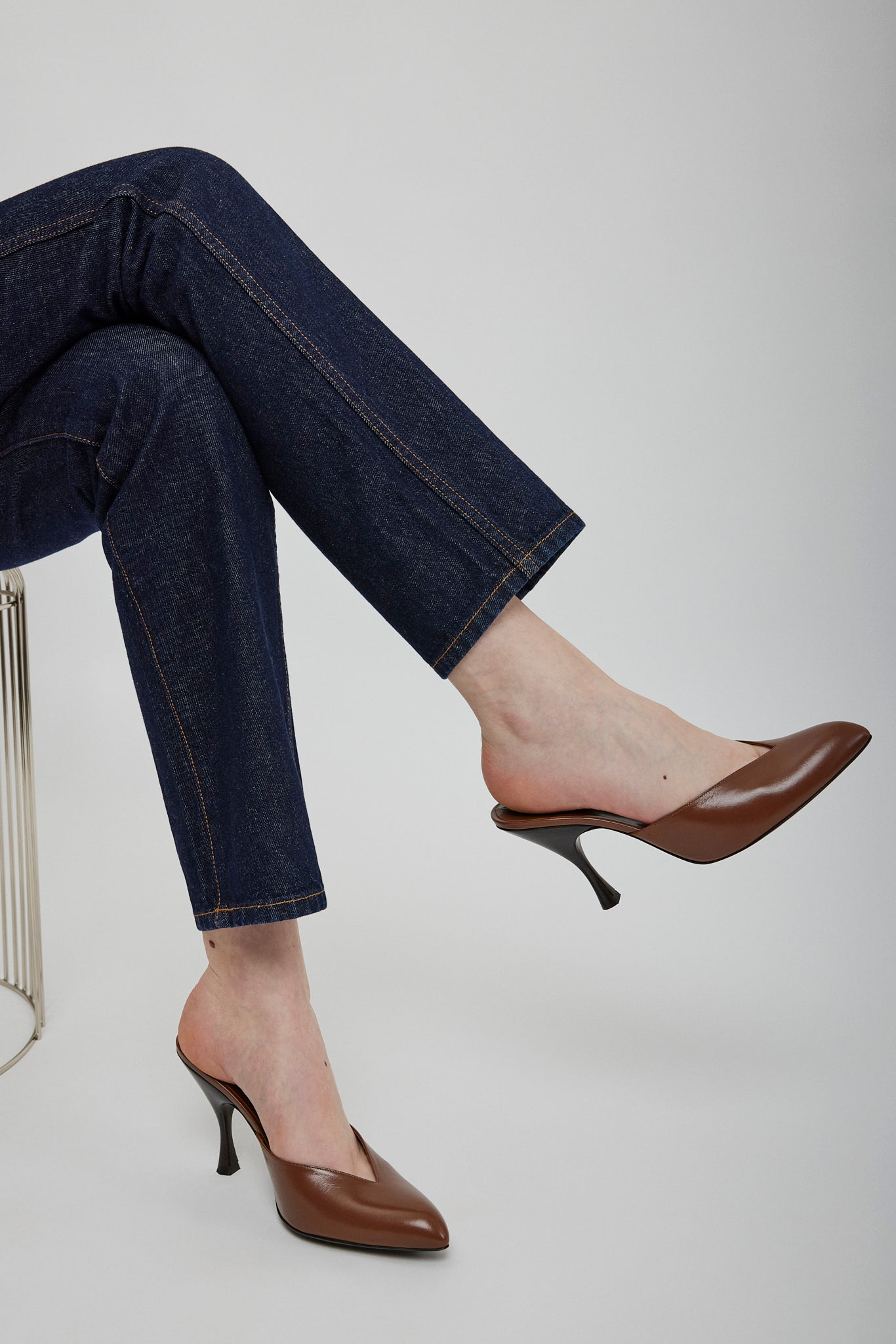 Sitting Pretty 95 brown leather mules