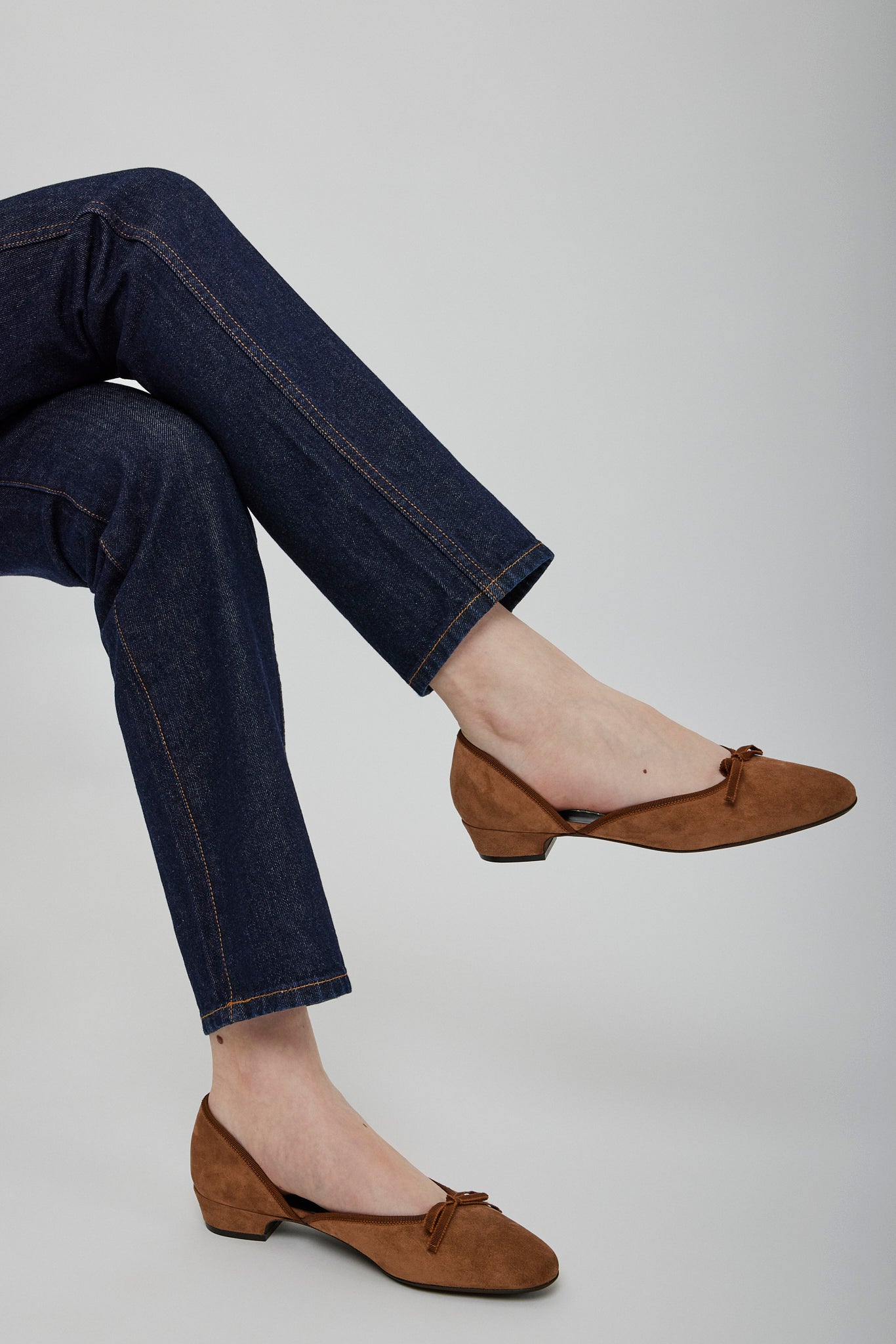 24/7 brown suede ballerina flats