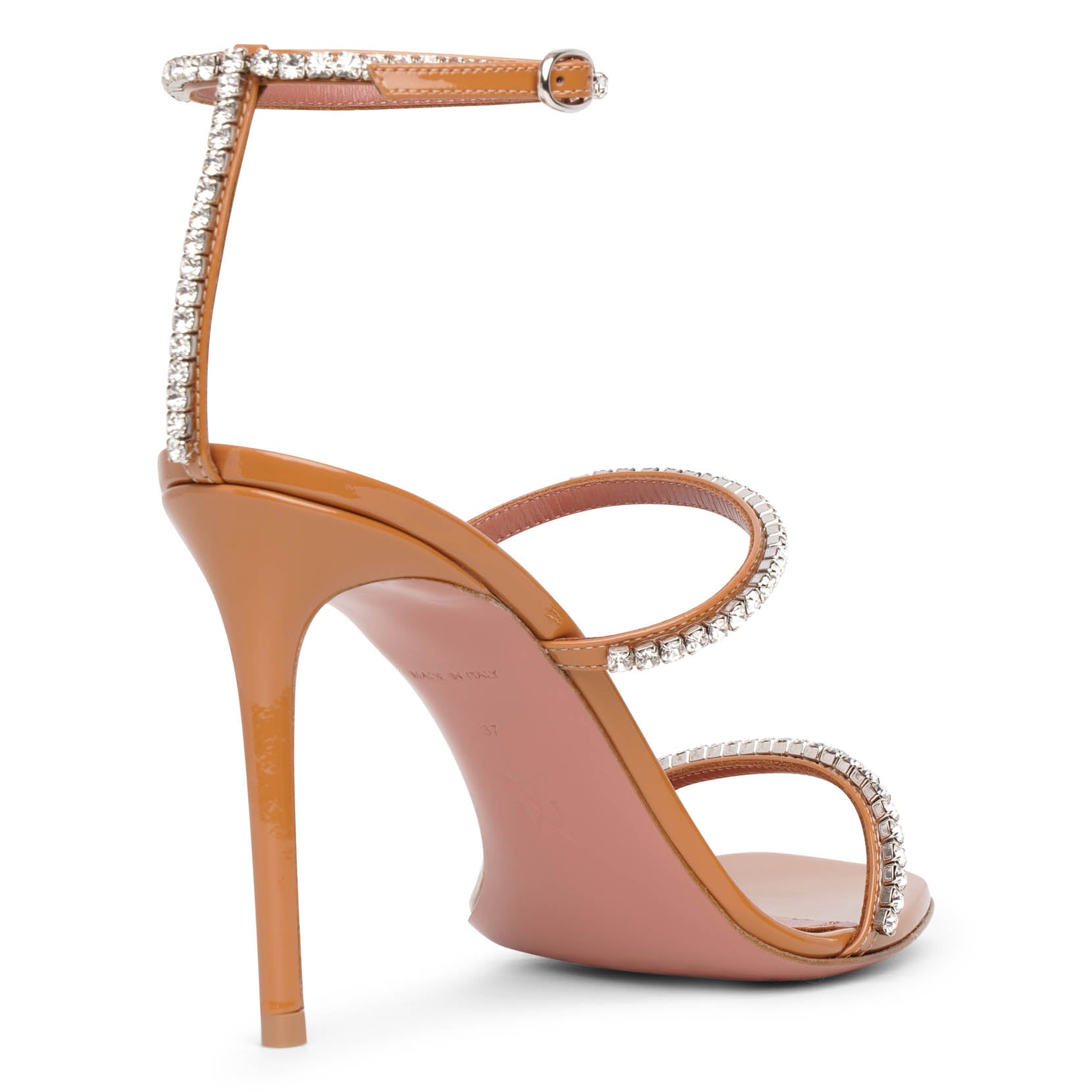 Gilda embellished patent tan leather sandals