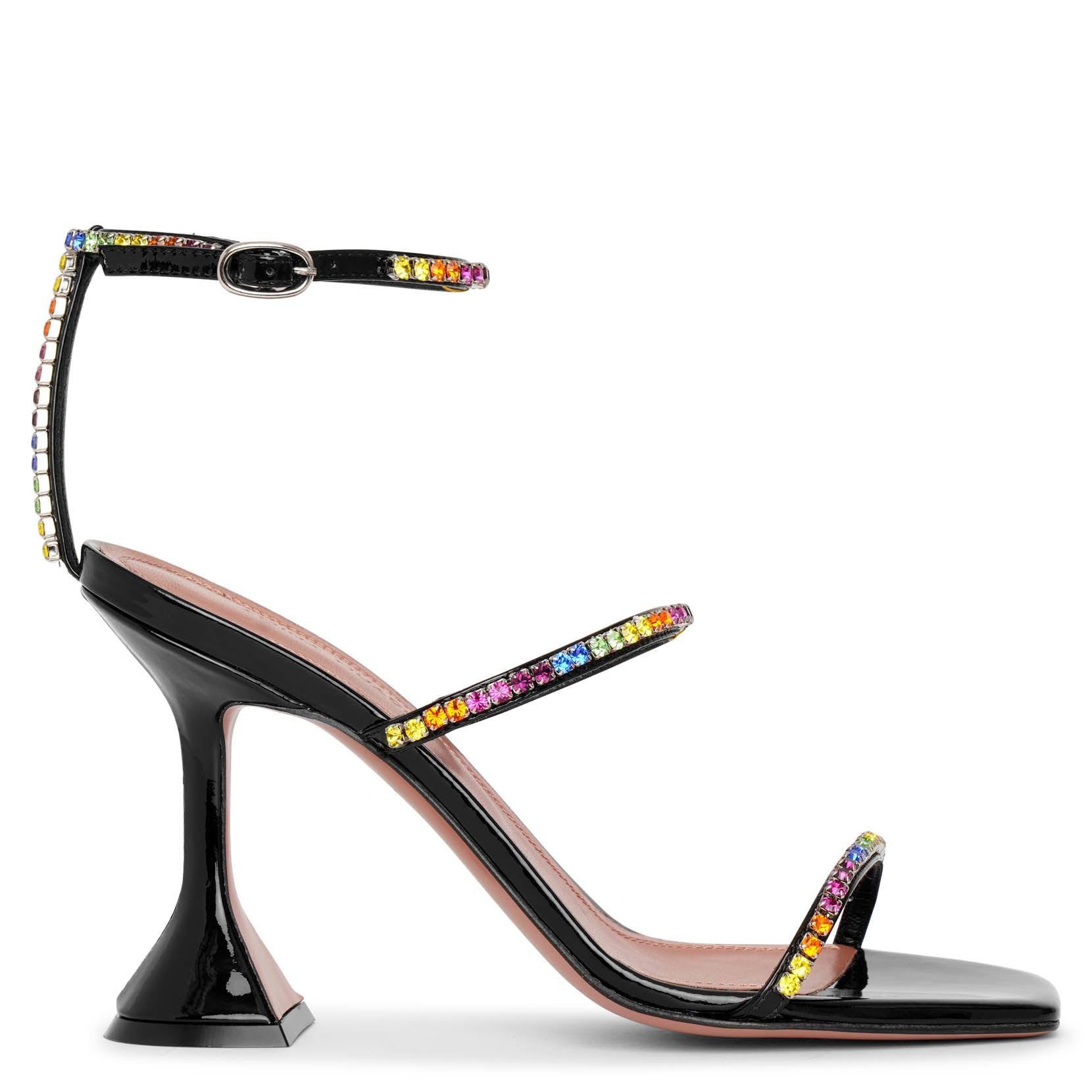 Gilda embellished patent black leather sandals