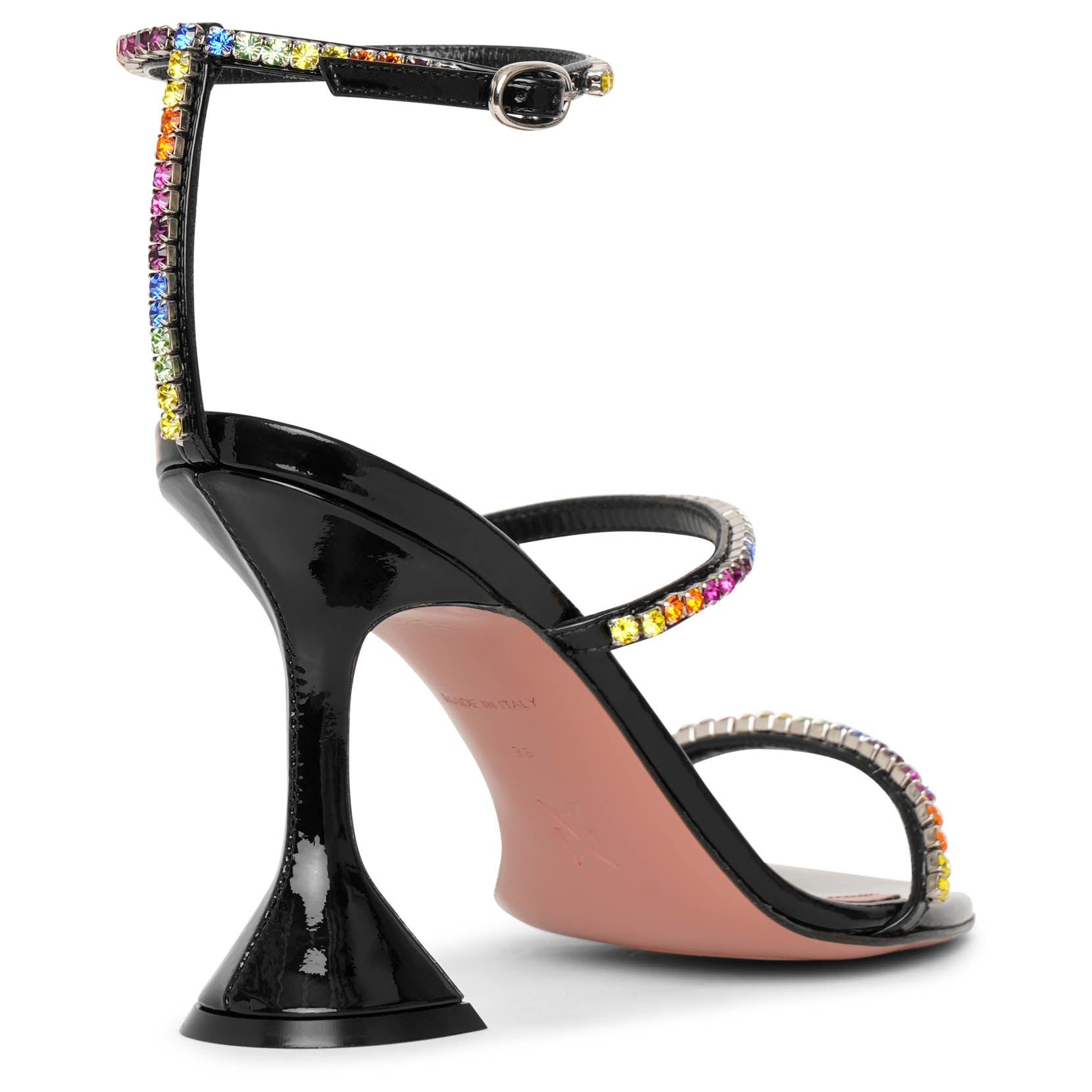 Gilda embellished patent black leather sandals