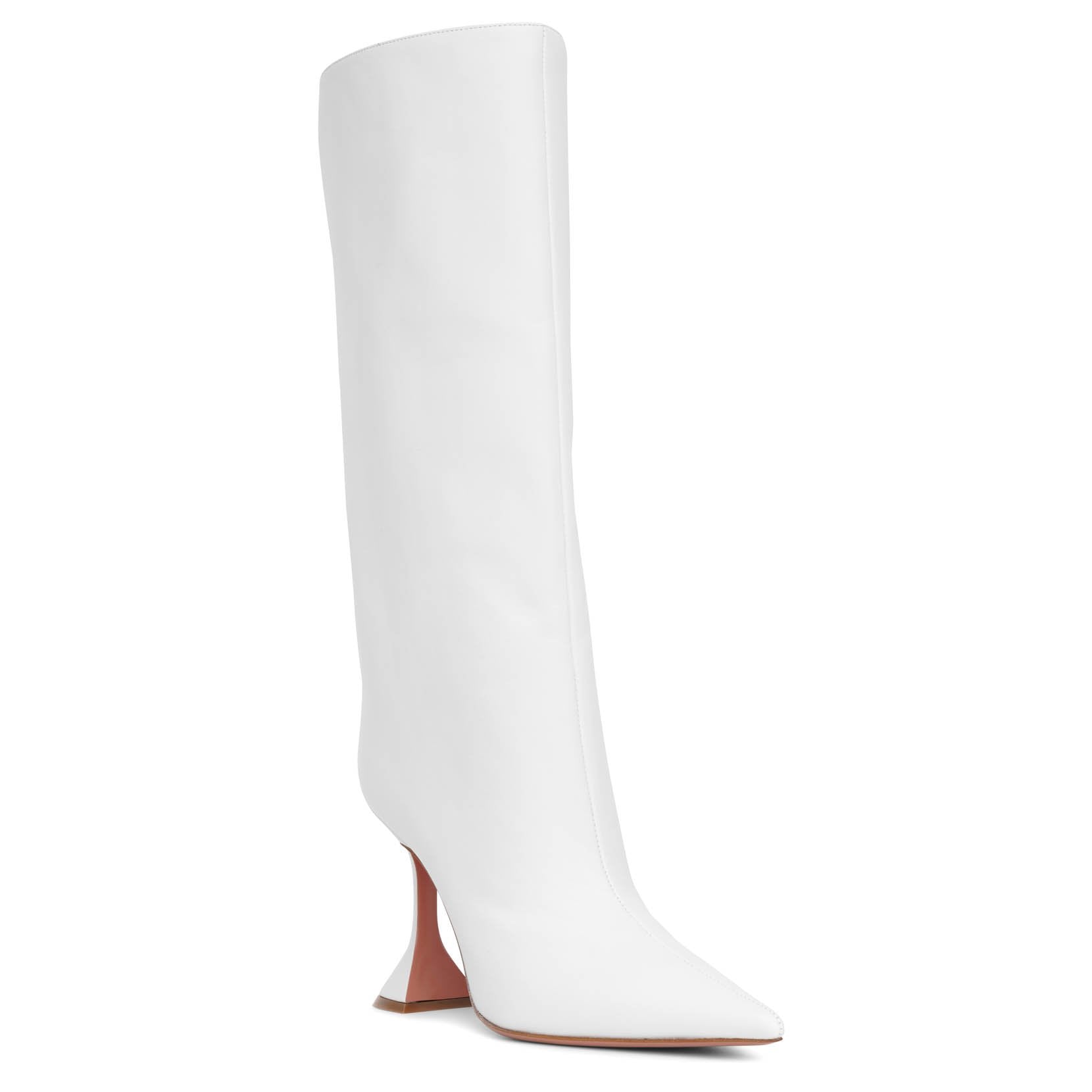 Rain white leather boots