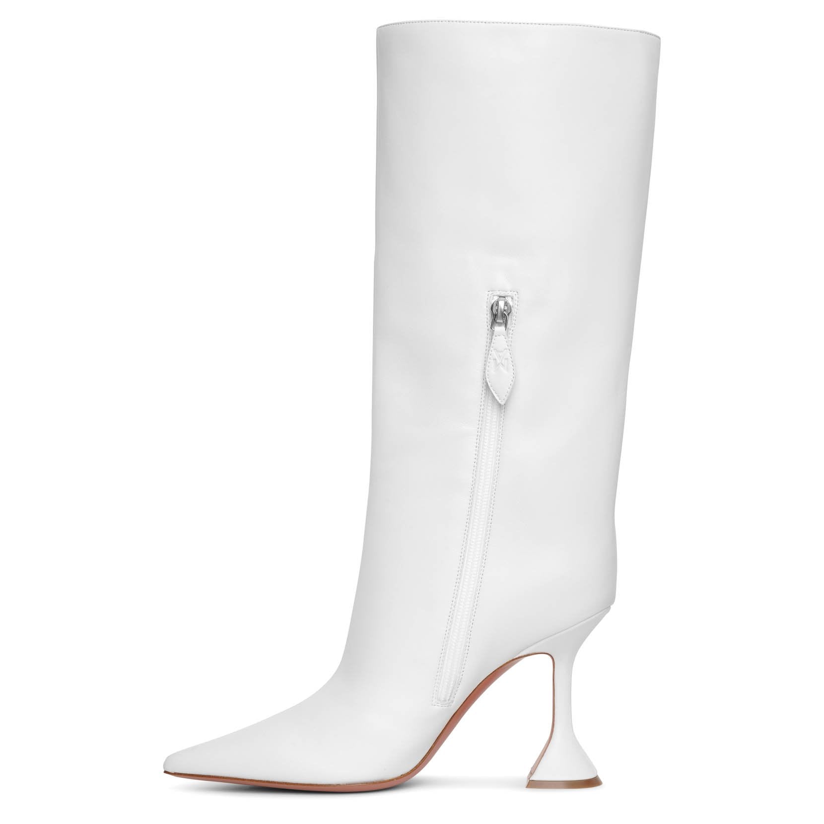 Rain white leather boots
