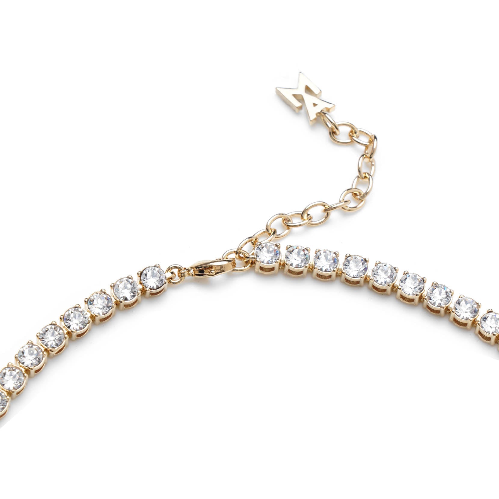 Tennis necklace white and gold