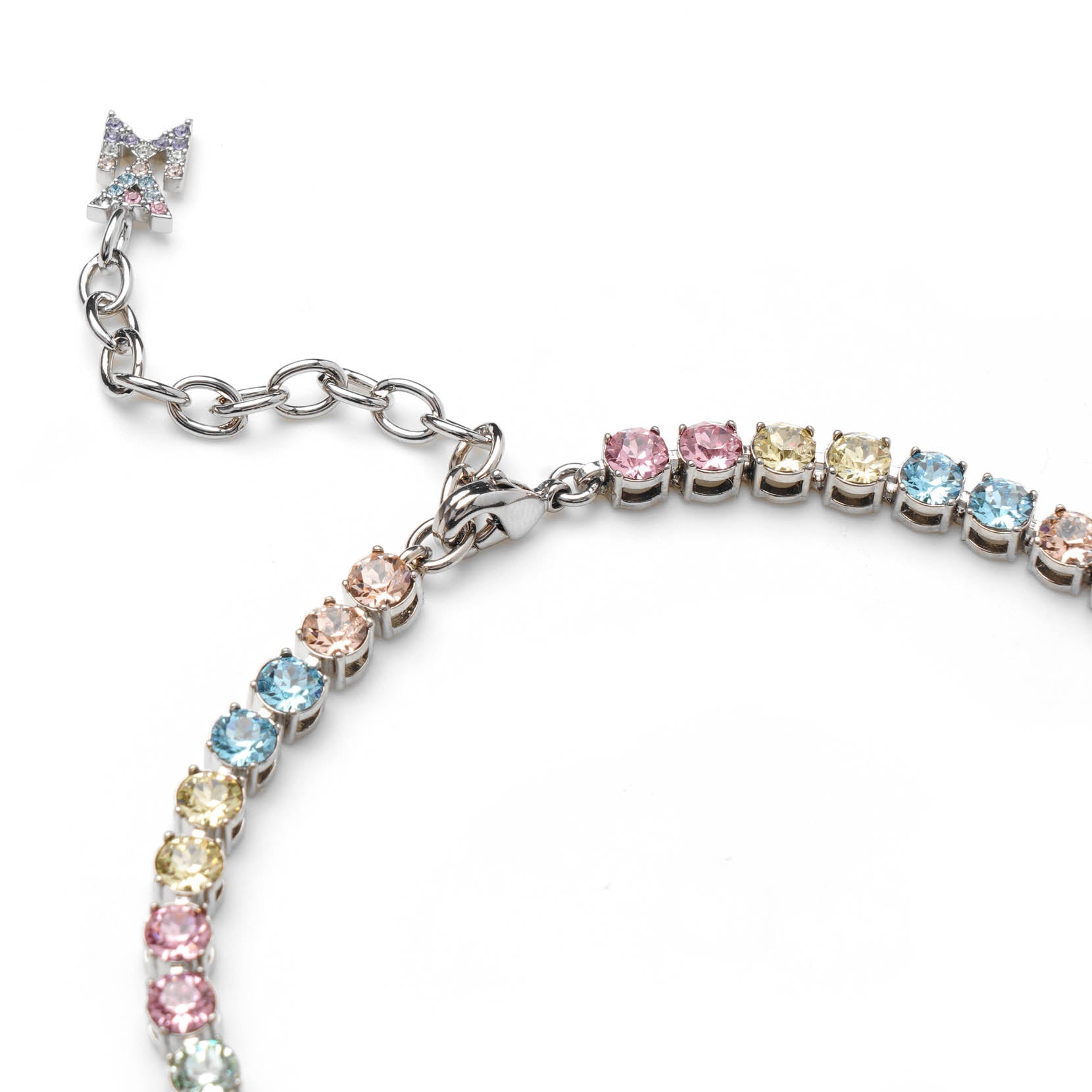 Tennis anklet candy rainbow and silver