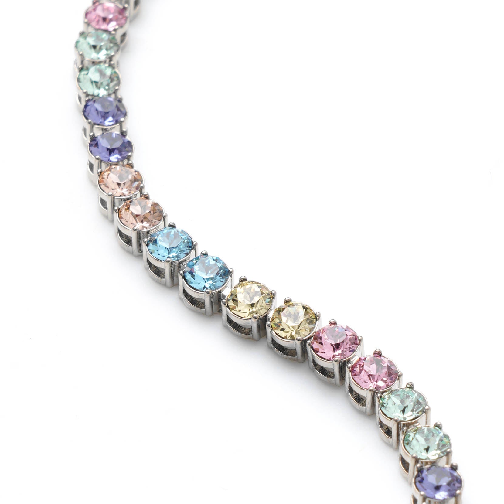 Tennis anklet candy rainbow and silver
