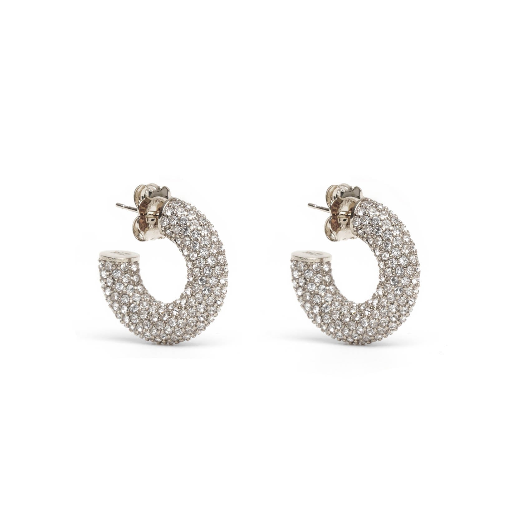 Cameron hoop mini white and silver crystal earrings