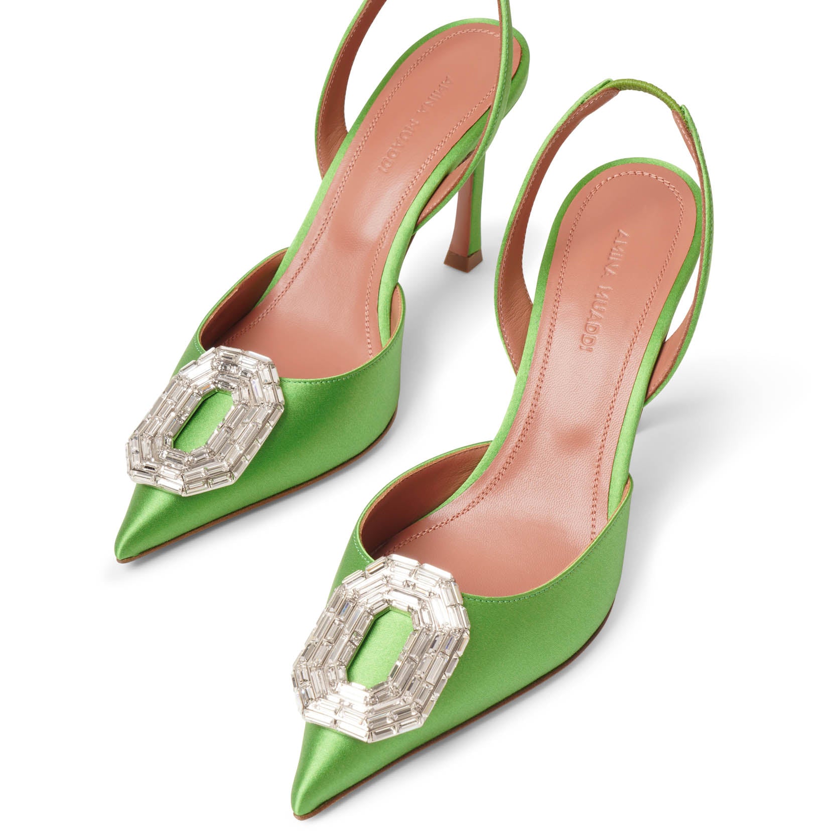 Camelia sling 90 light green satin pumps