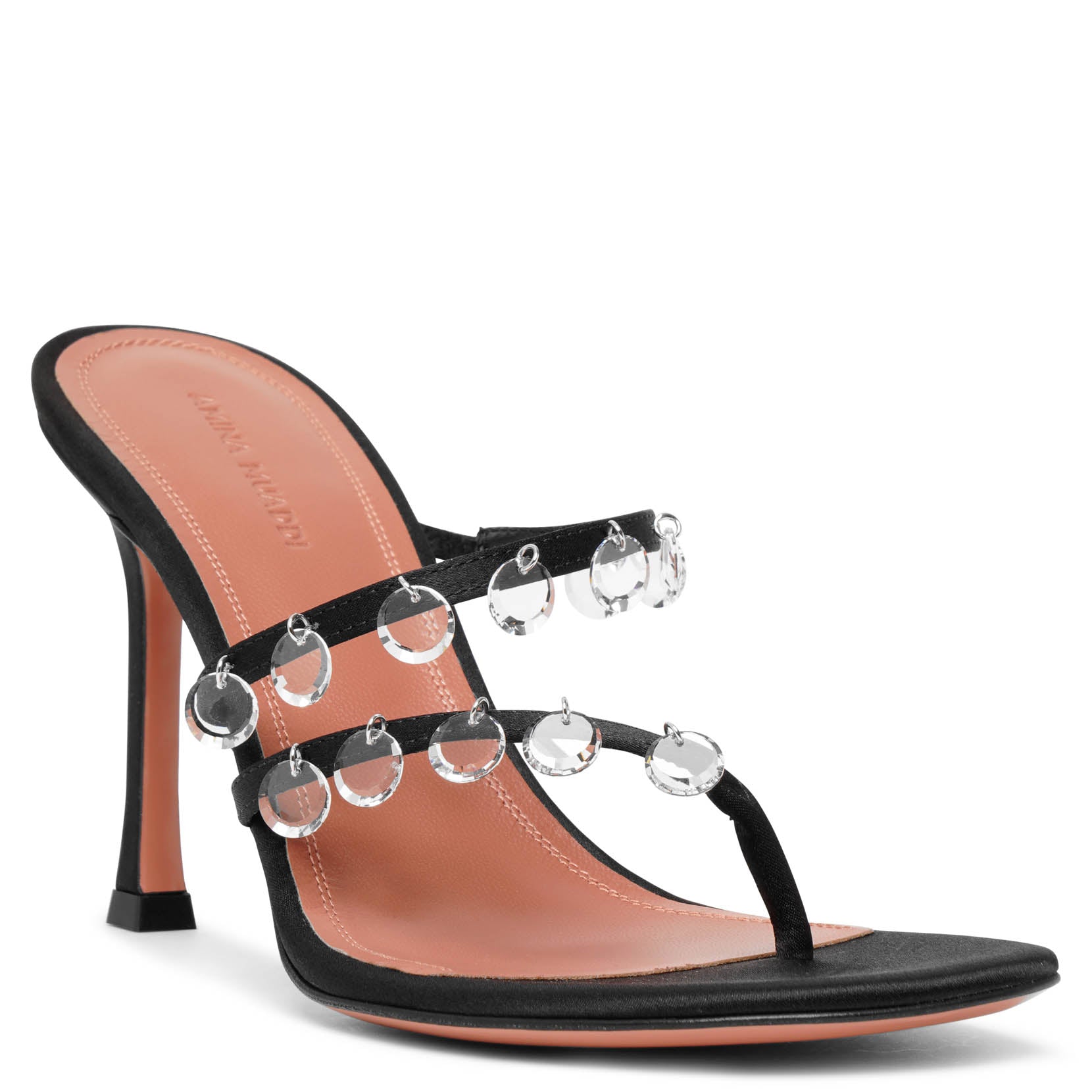 Tina black satin mules