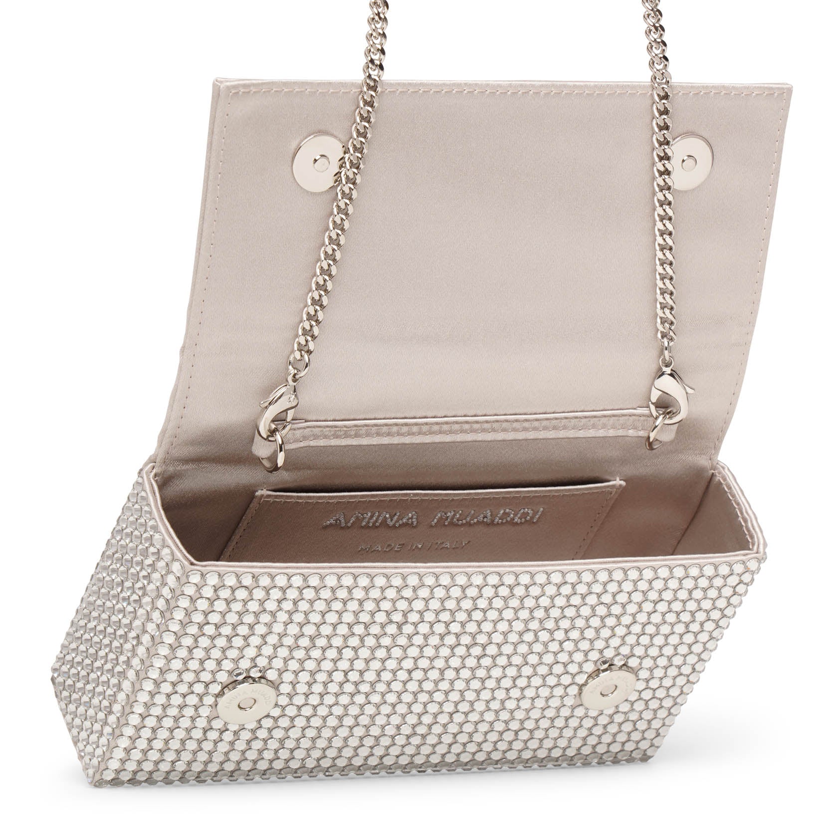 Superamini Paloma silver crystal clutch