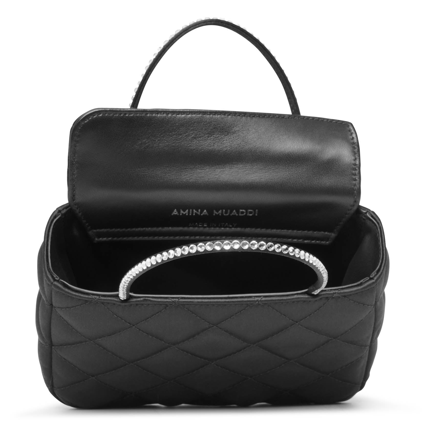 Betty black satin tote bag