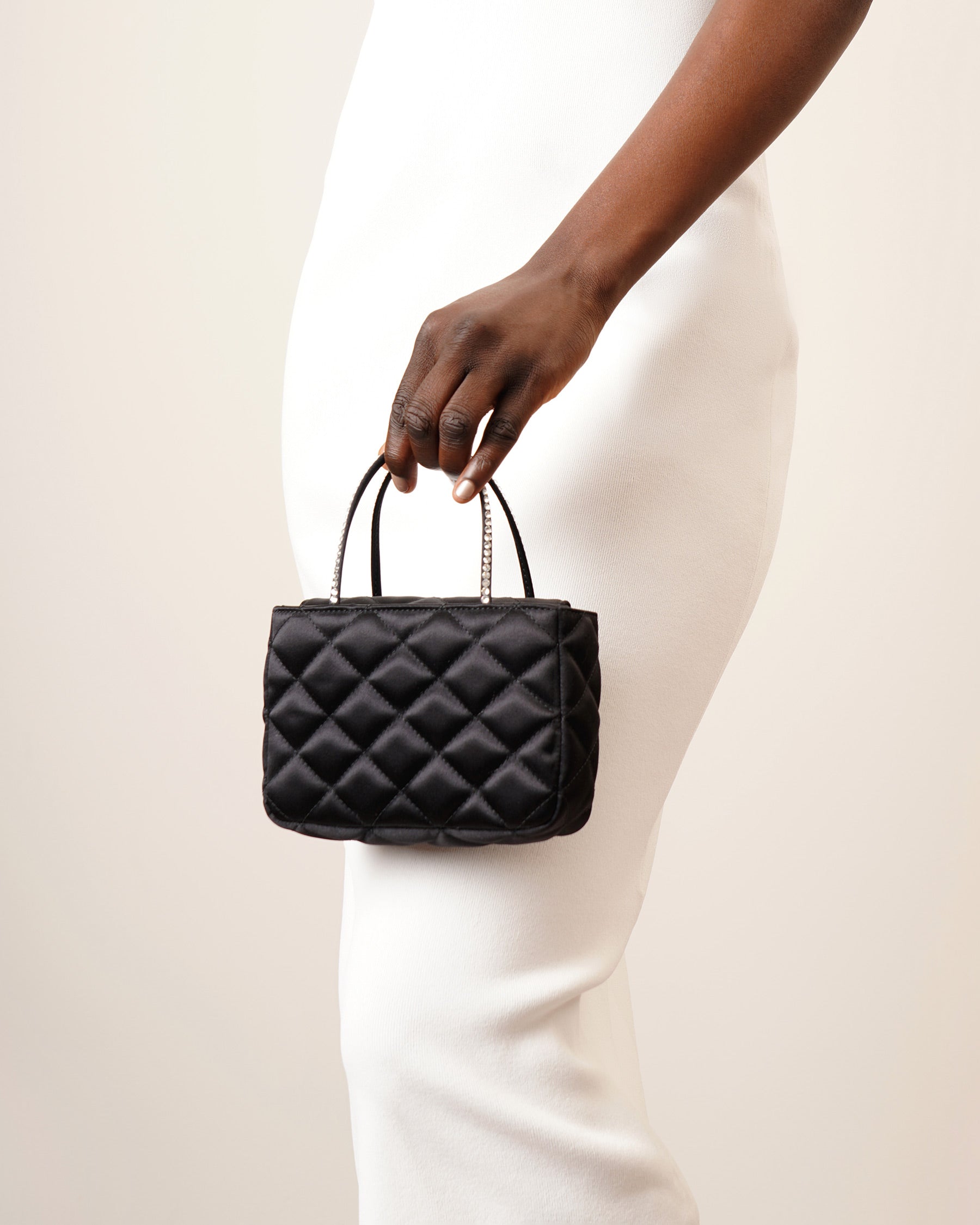 Betty black satin tote bag