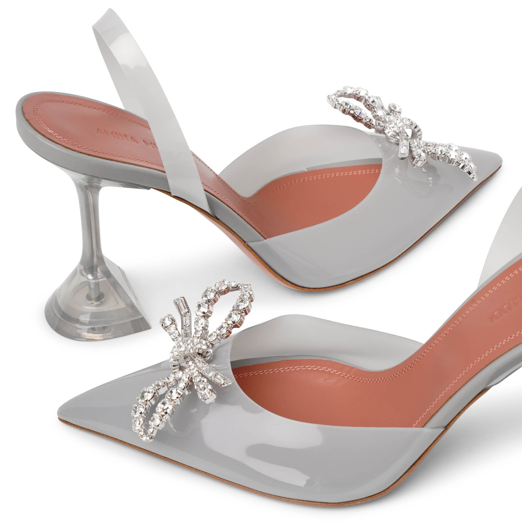 Rosie sling embellished grey pvc pumps