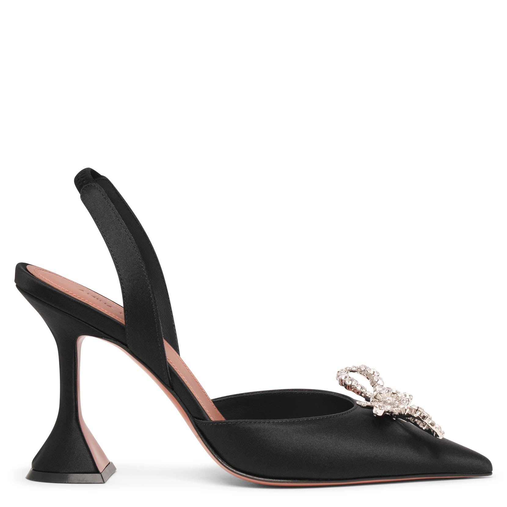 Rosie sling embellished black satin pumps