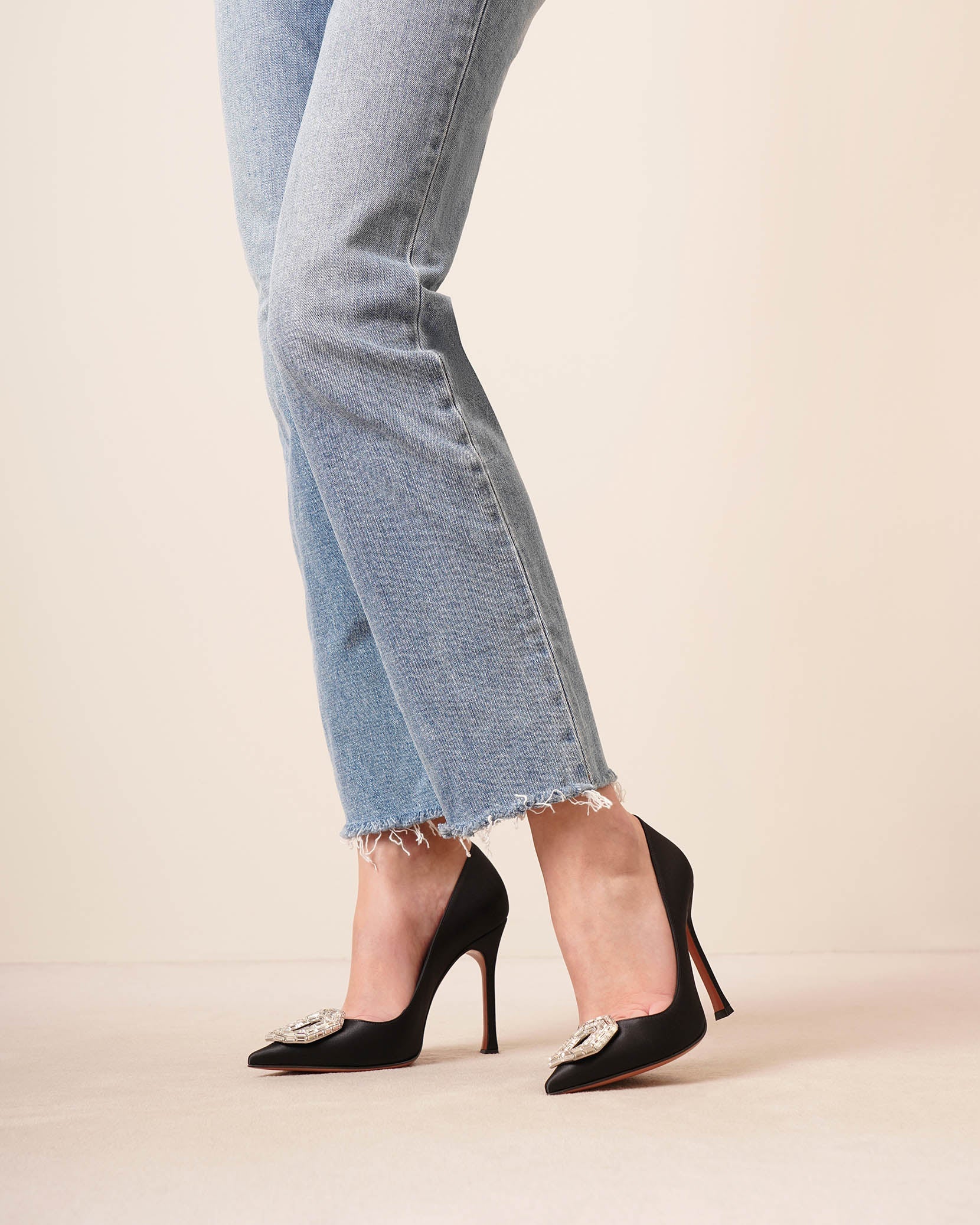 Camelia 105 black satin pumps
