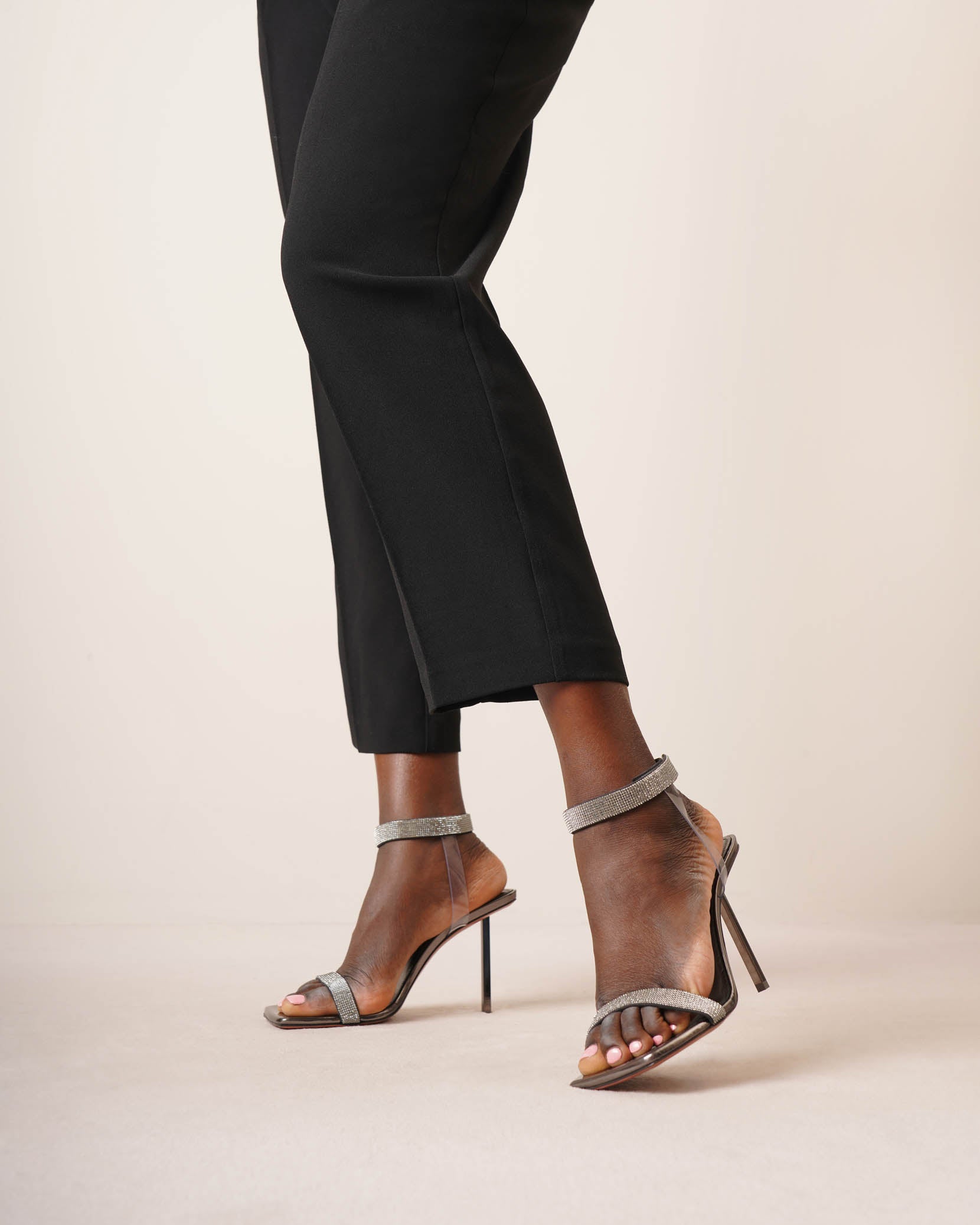 Rih 95 black crystal sandals