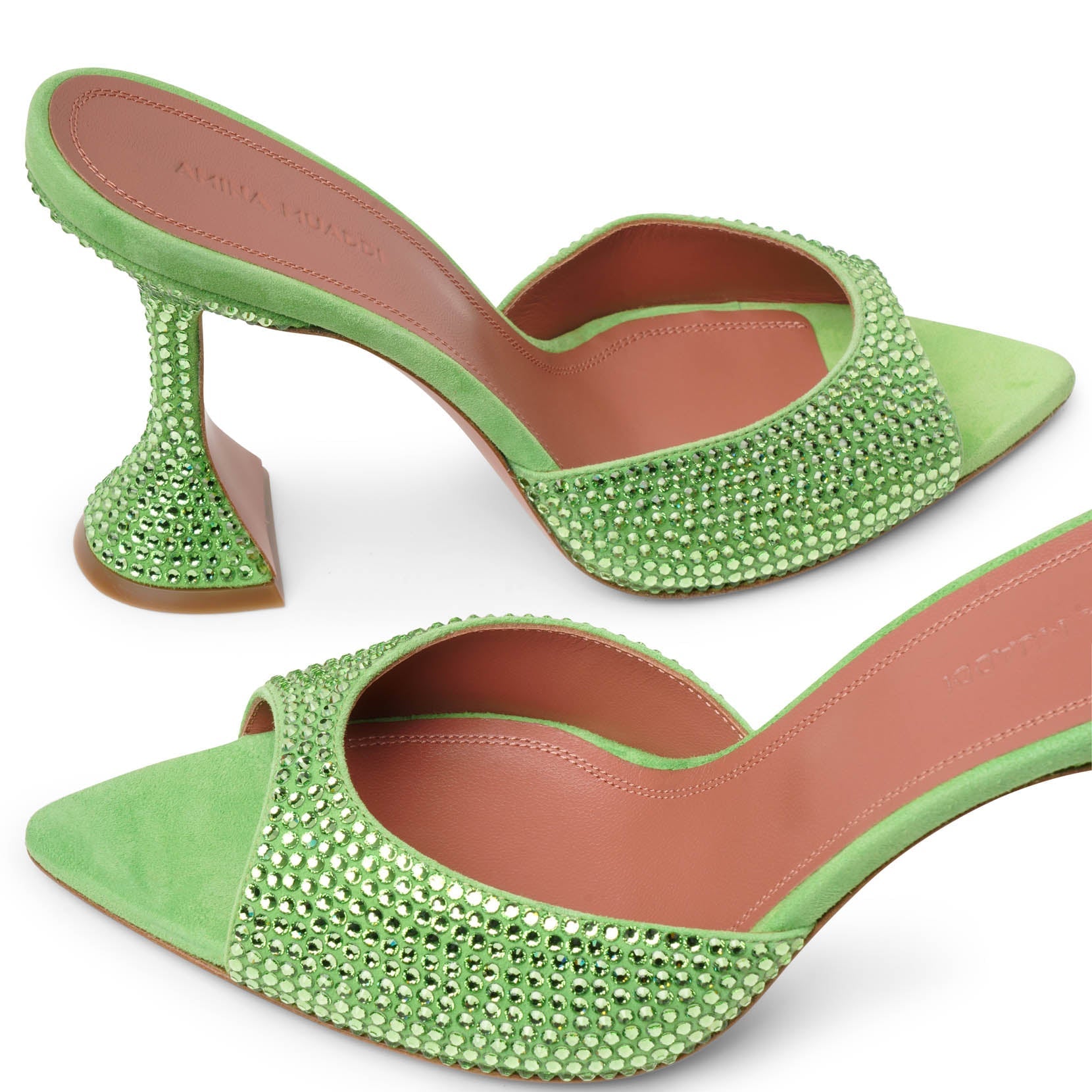Caroline 95 green crystal mules