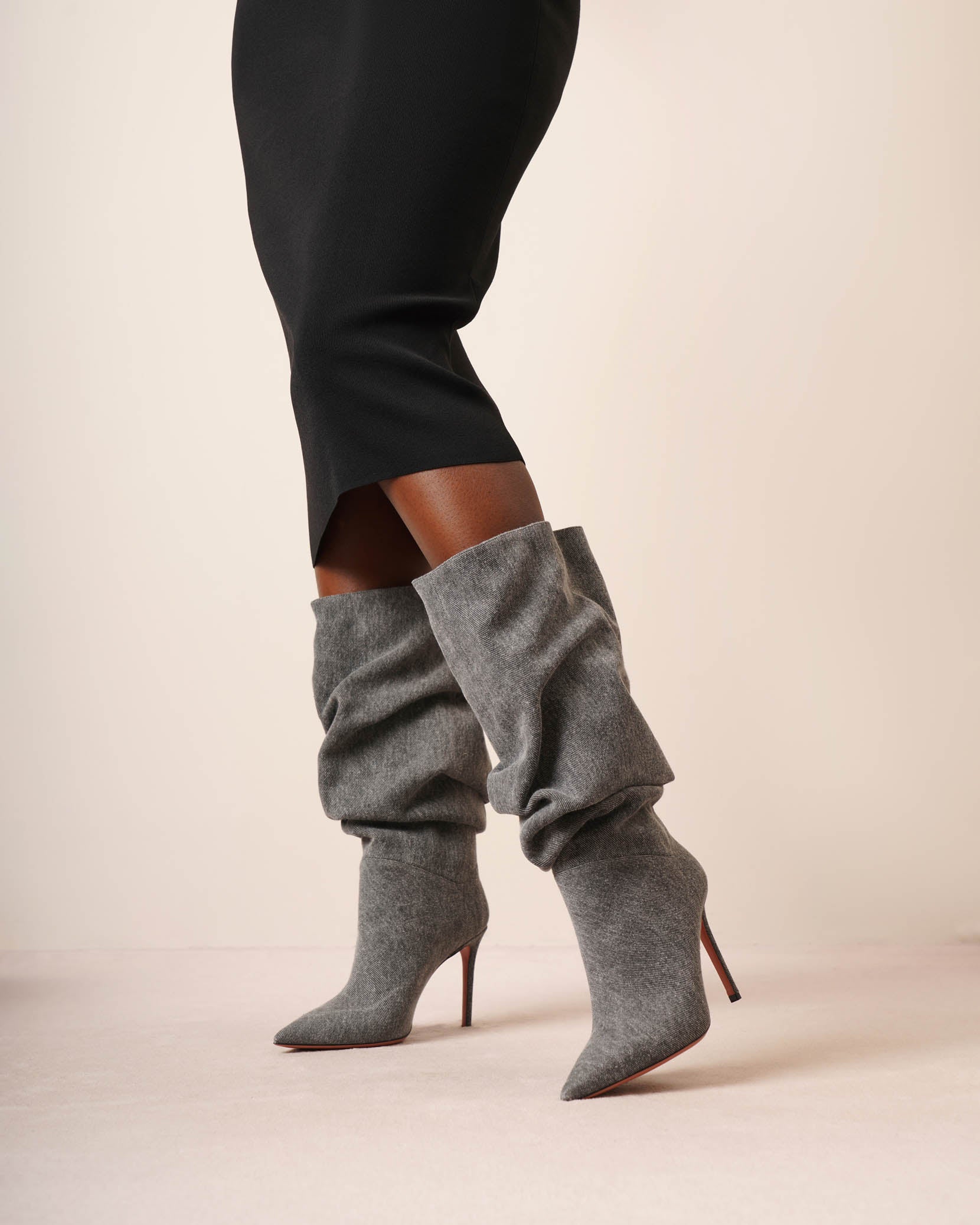 Jahleel 95 grey denim booties