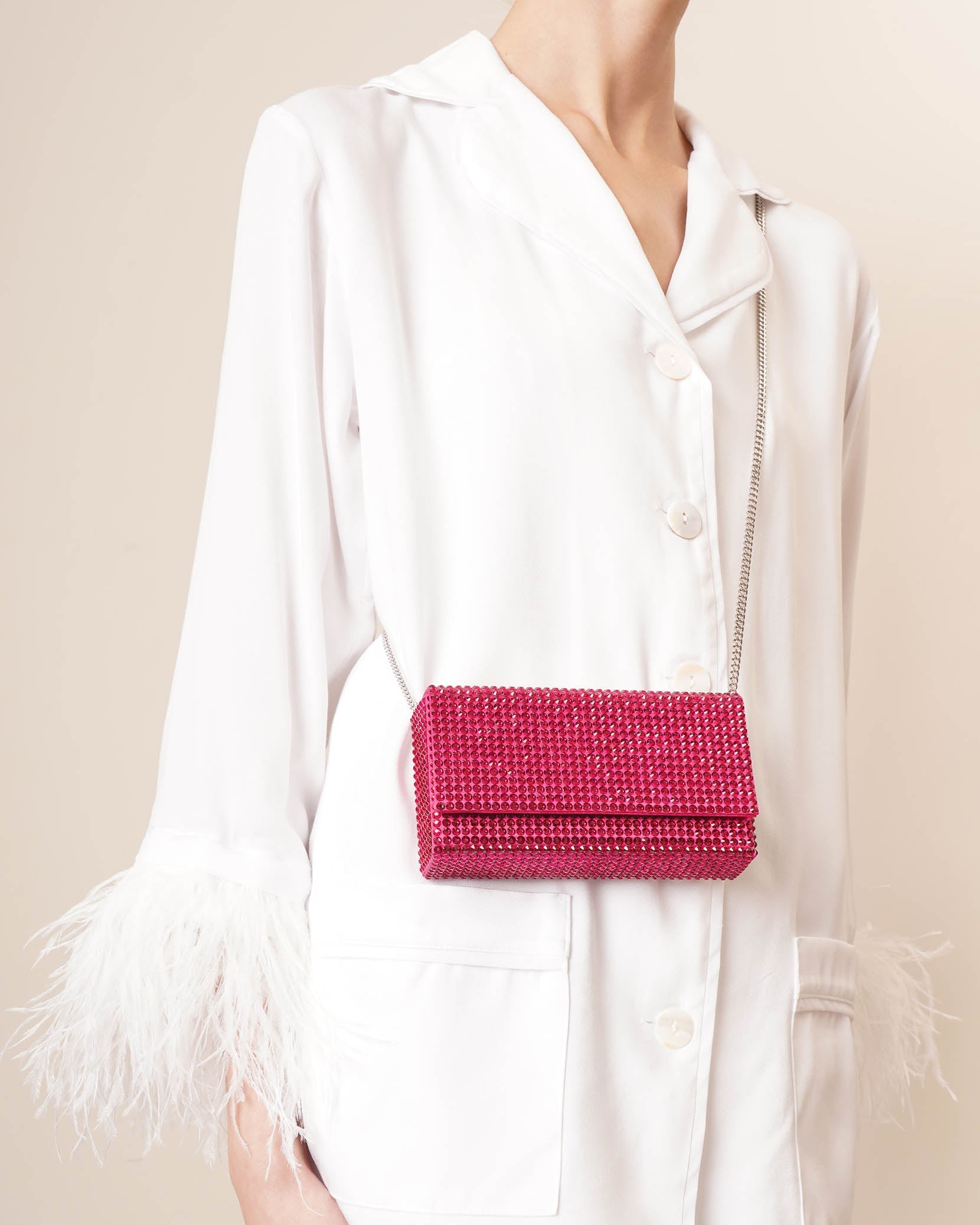 Superamini Paloma pink crystal clutch