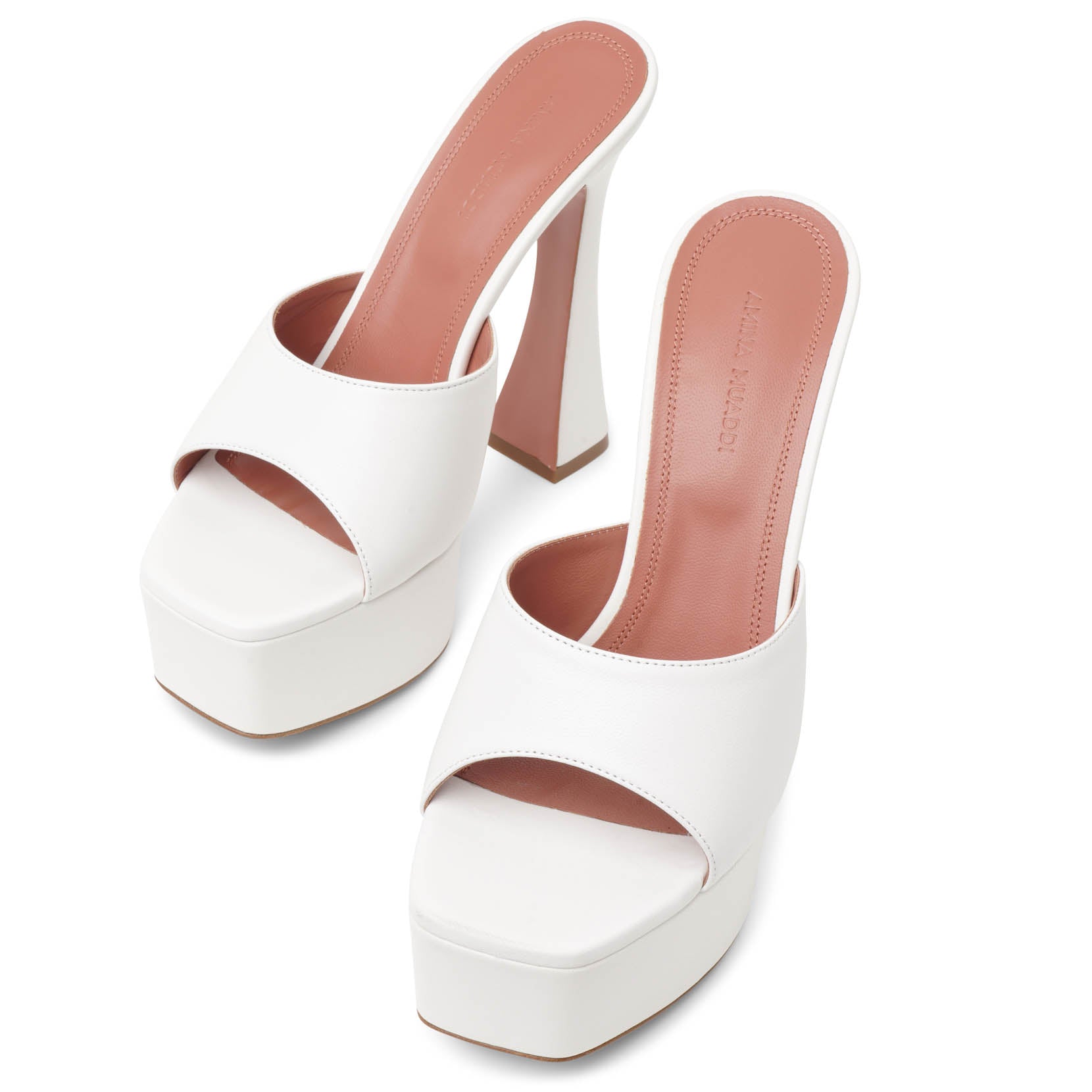 Dalida 140 white nappa mules
