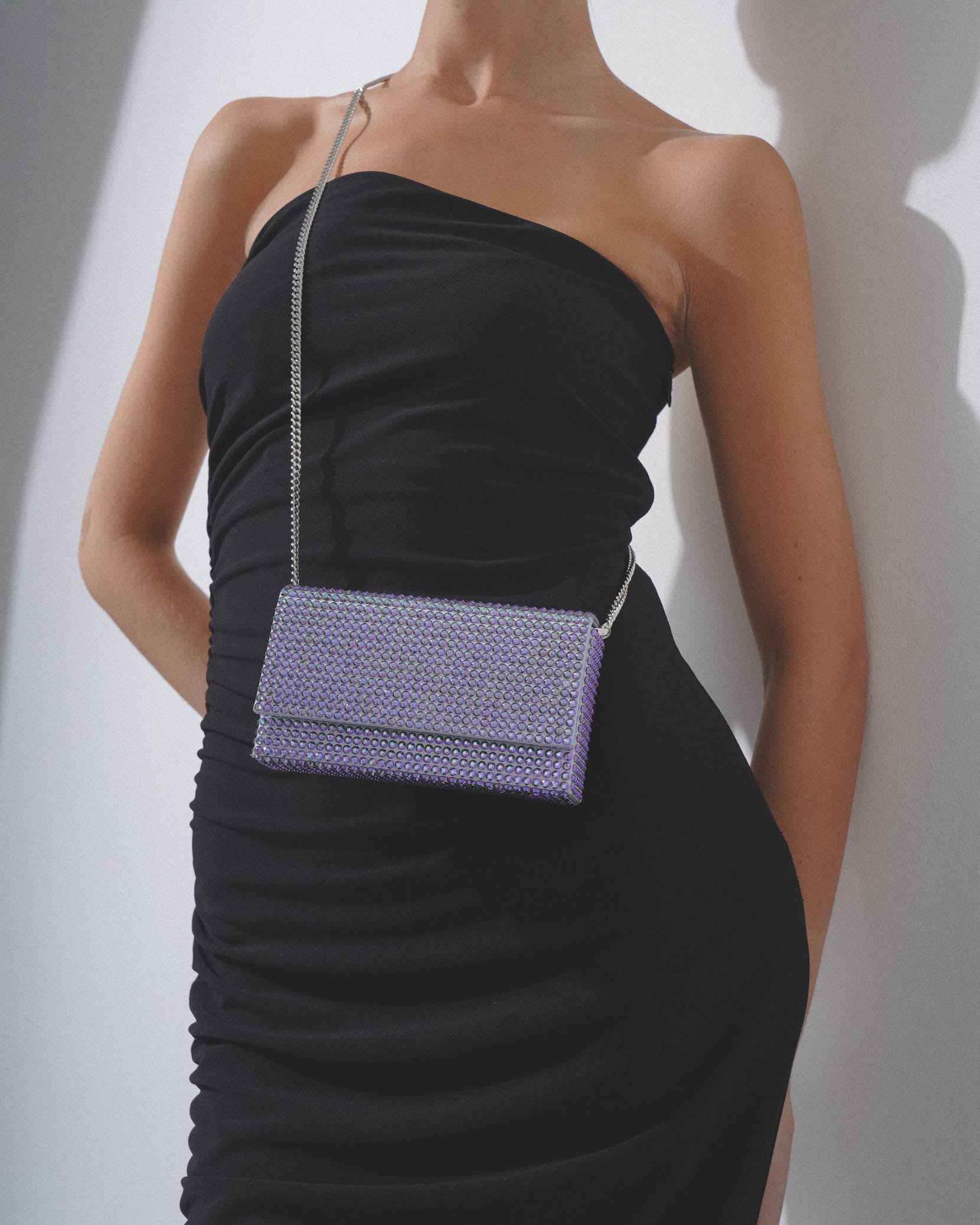 Superamini paloma purple crystal clutch