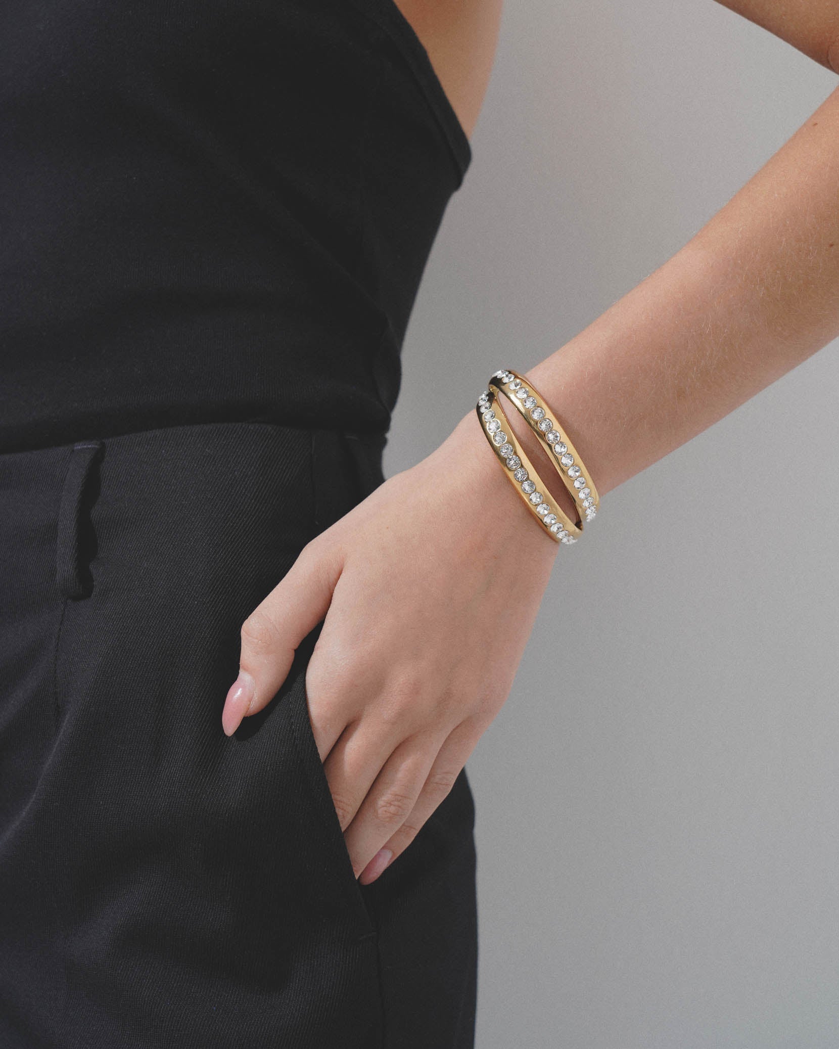 Jahleel bangle gold white crystal bracelet