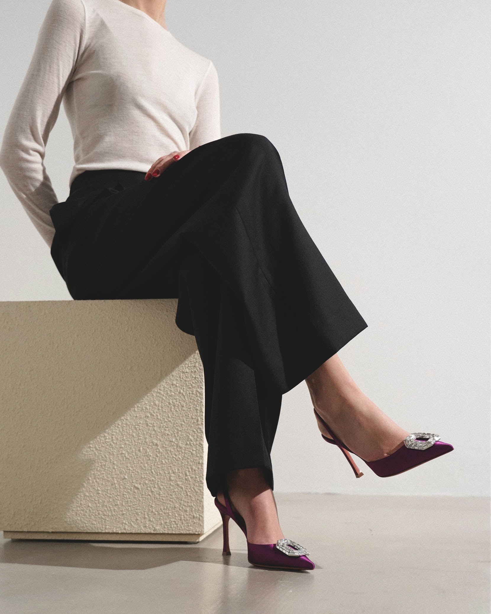 Camelia sling 90 purple satin pumps