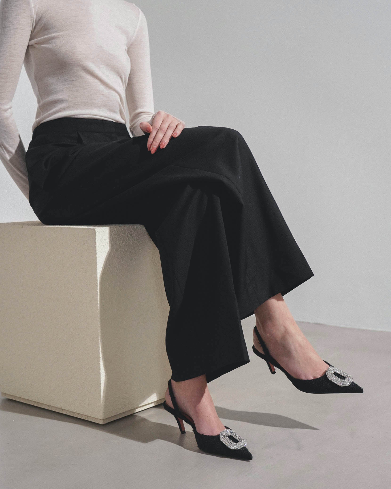 Camelia sling 60 black tweed pumps