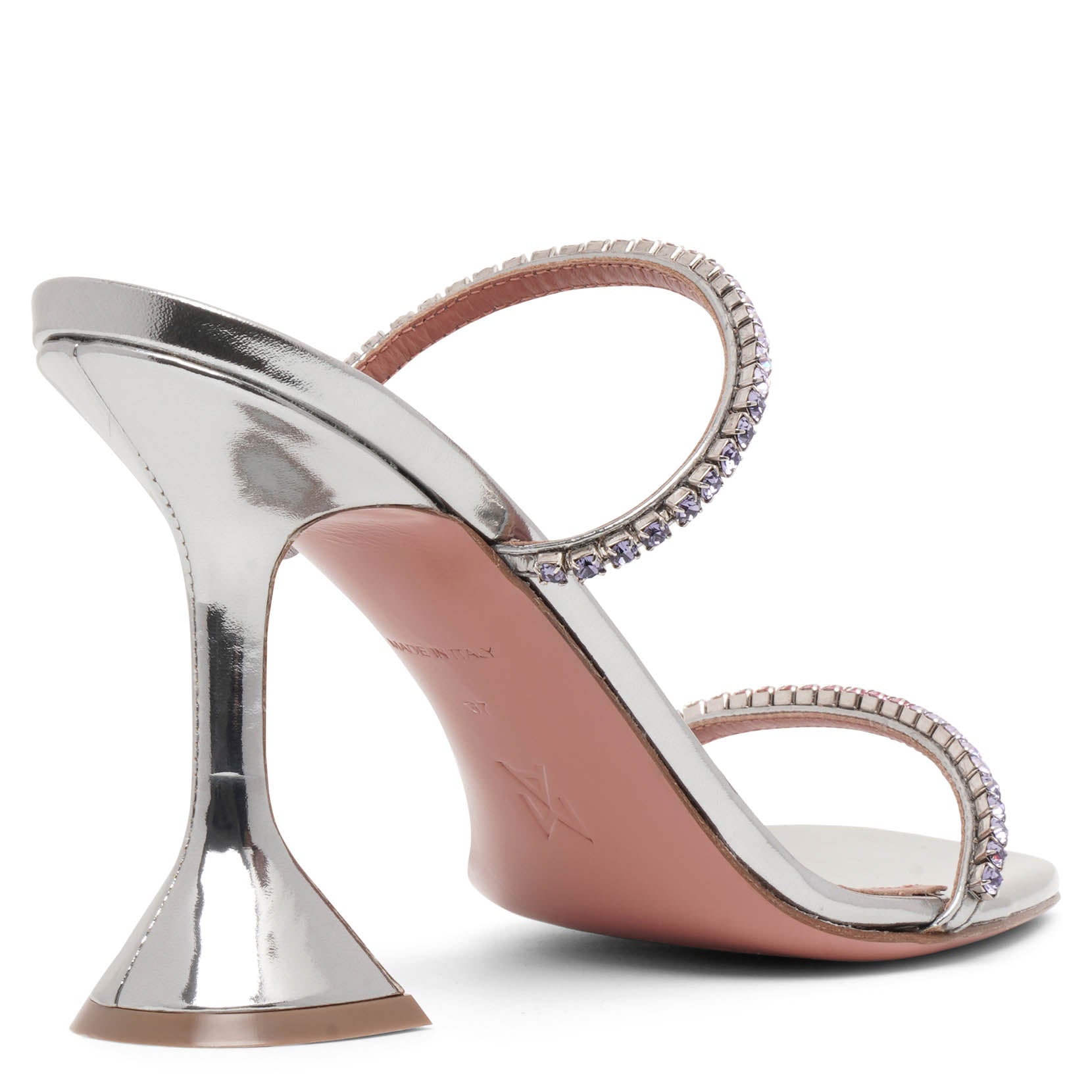 Gilda 95 grey metallic patent sandals