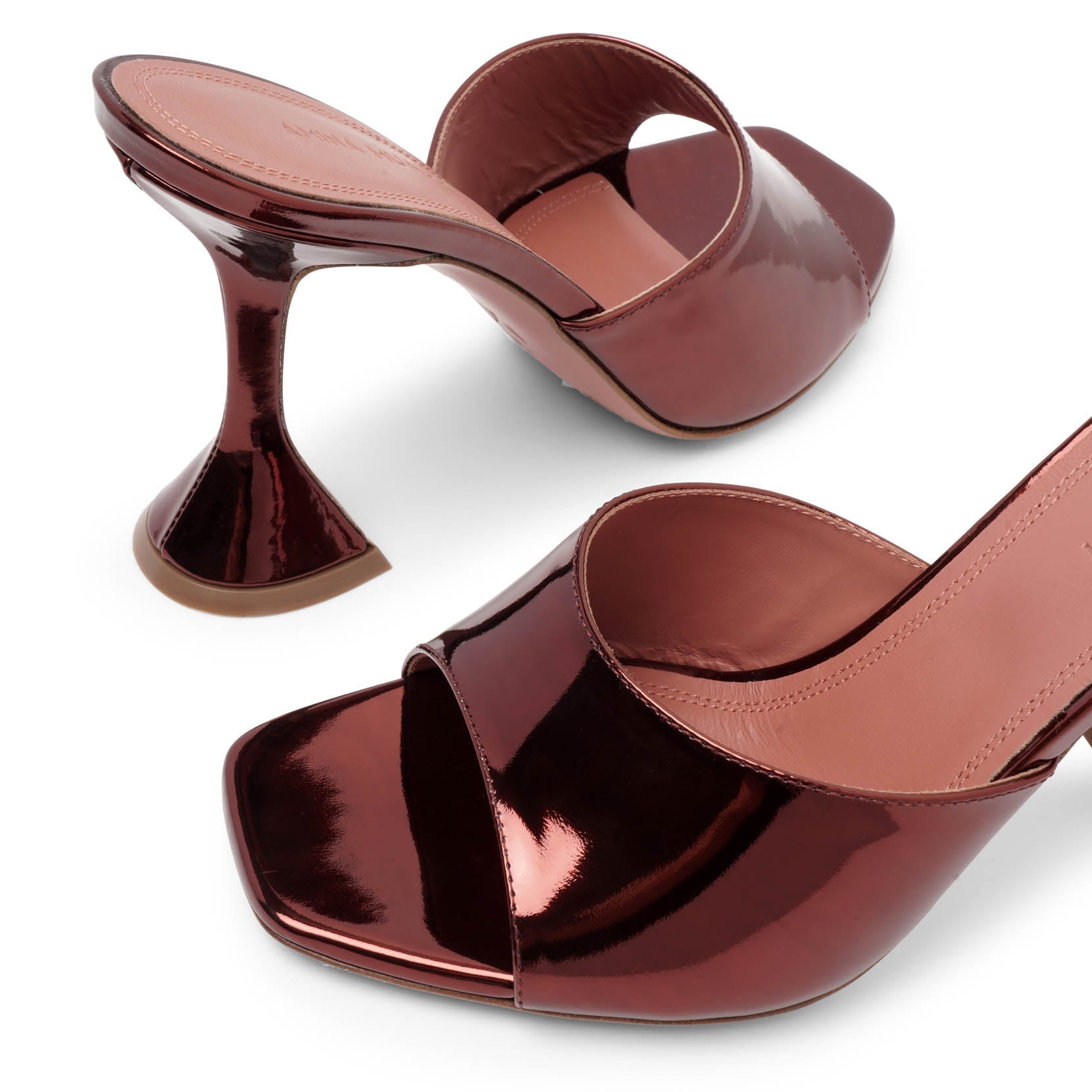 Lupita 95 brown metallic patent mules