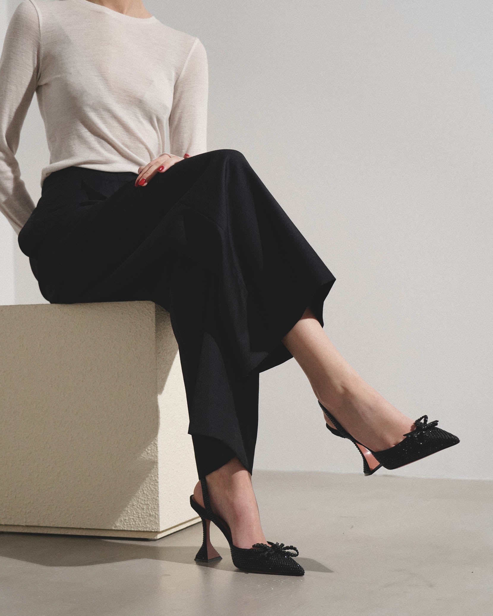 Rosie sling 95 black crystal pumps