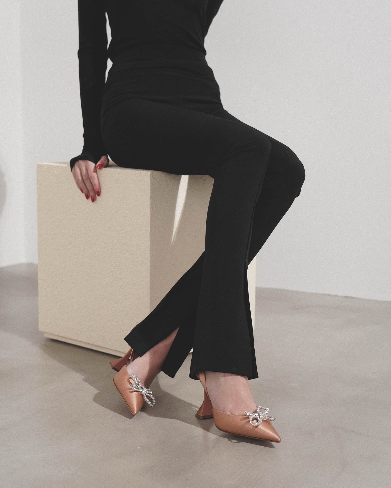 Rosie sling 95 beige satin pumps