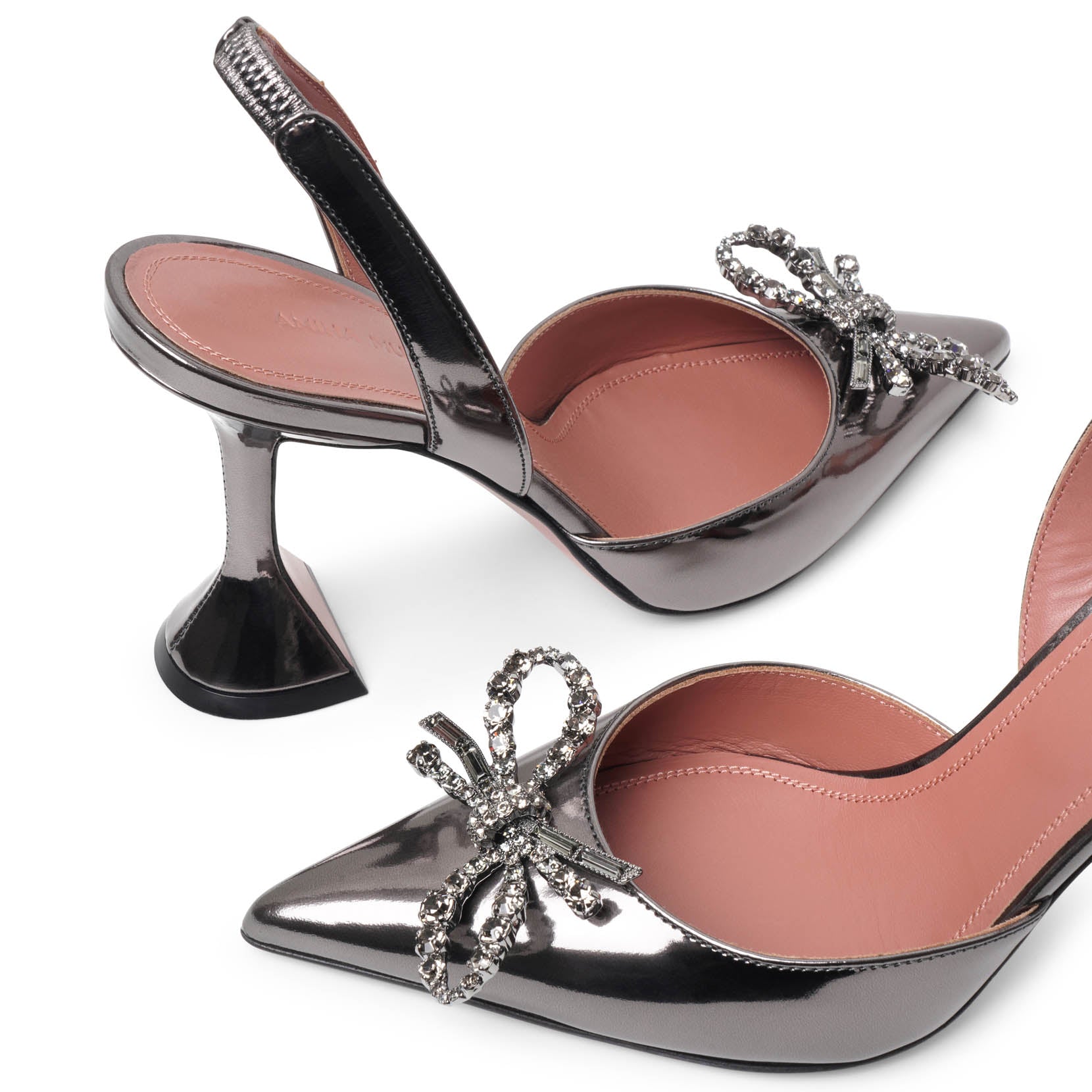 Rosie sling 95 dark grey mirror patent pumps