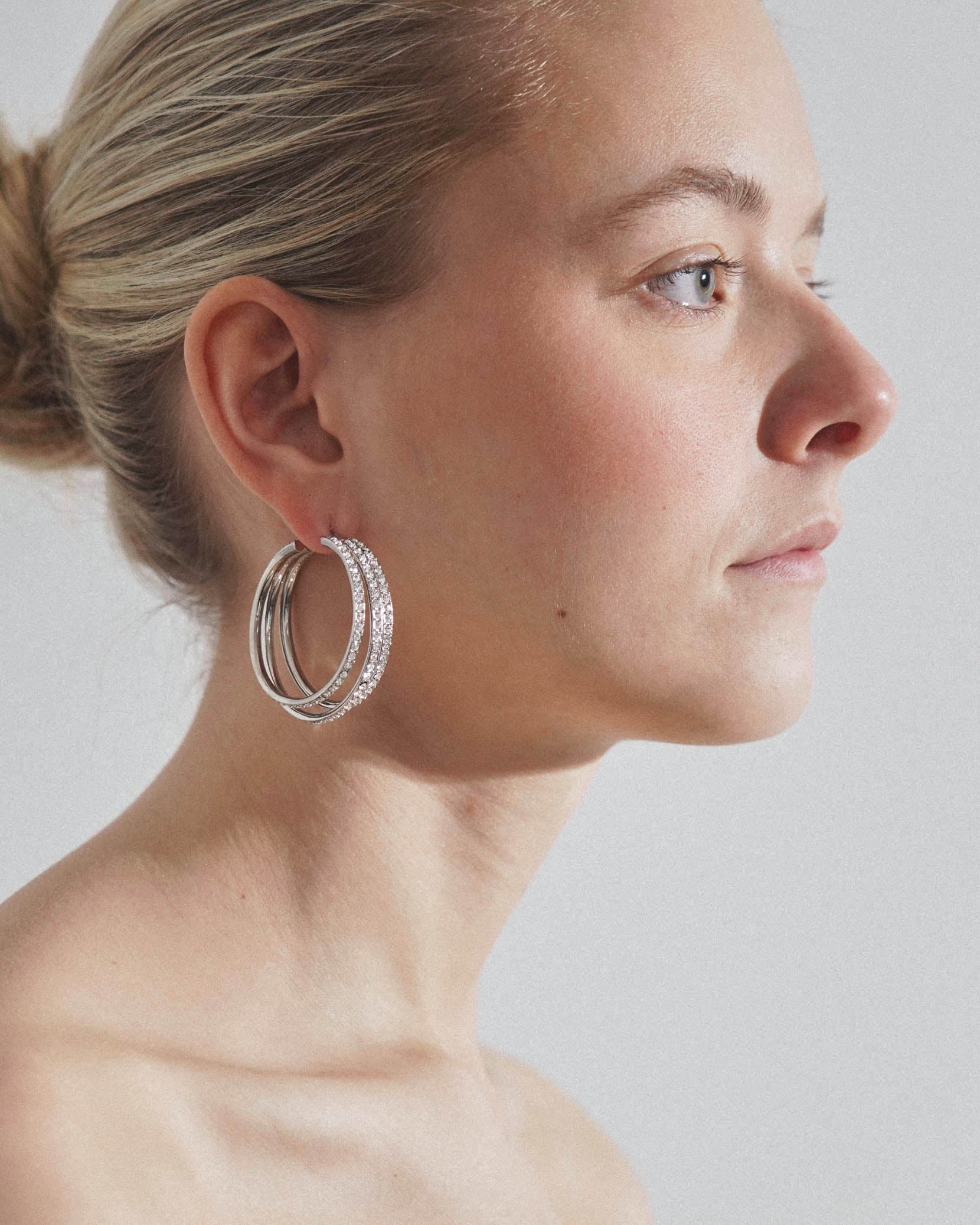 Vittoria hoop white and silver crystal earrings