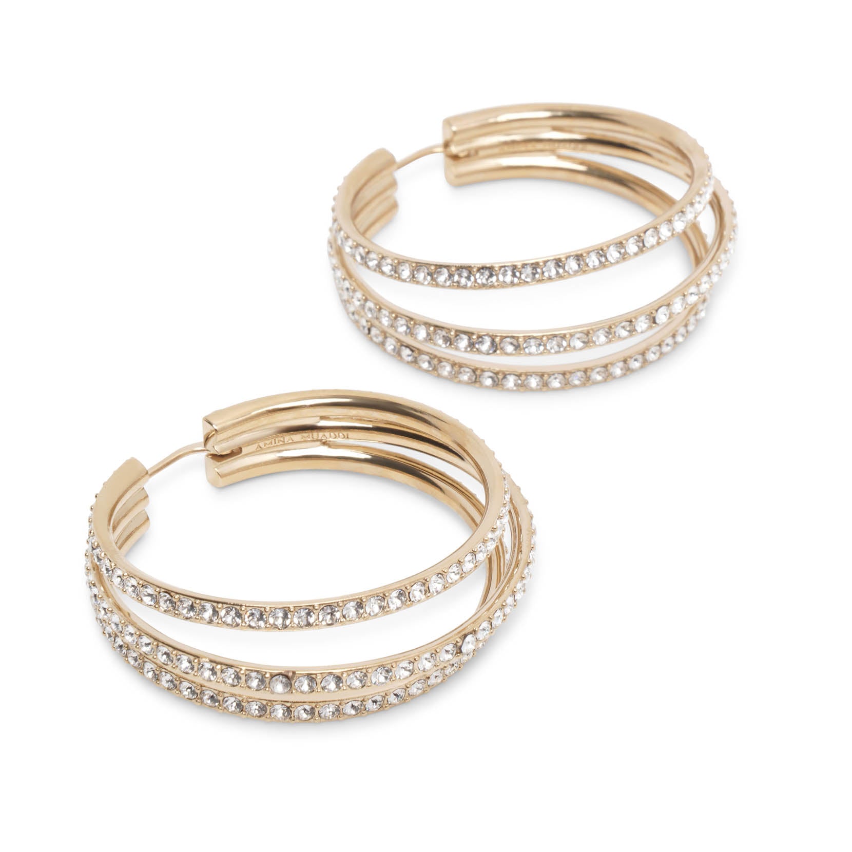 Vittoria hoop white and gold crystal earrings