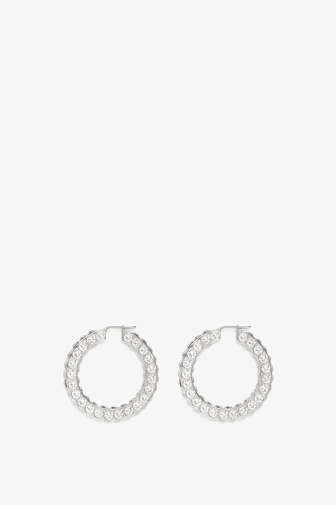Jah hoop big white and silver crystal earrings