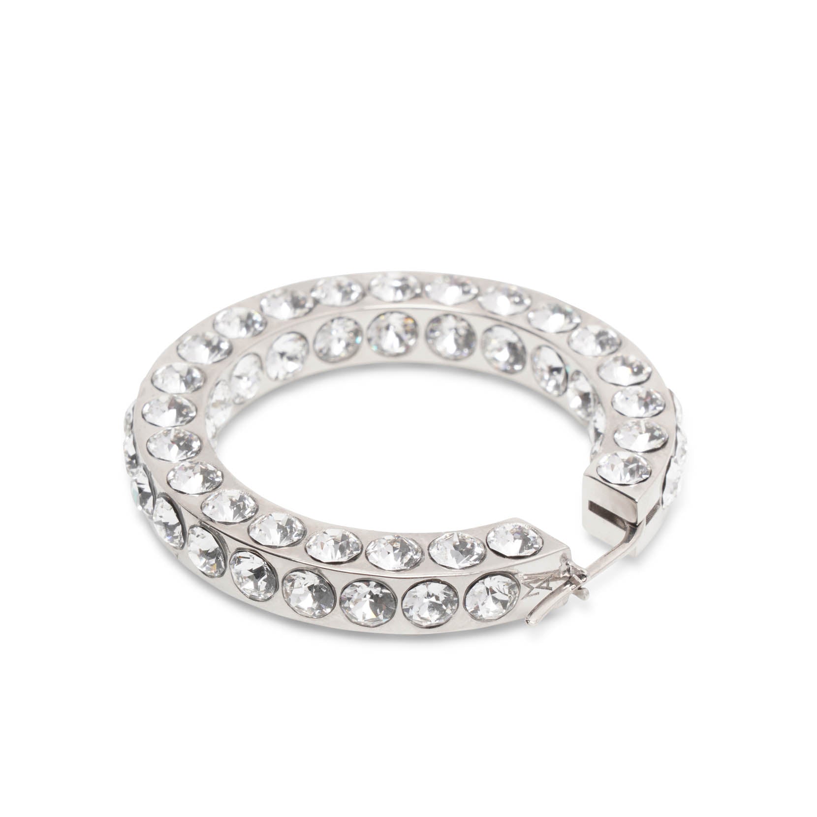 Jah hoop big white and silver crystal earrings