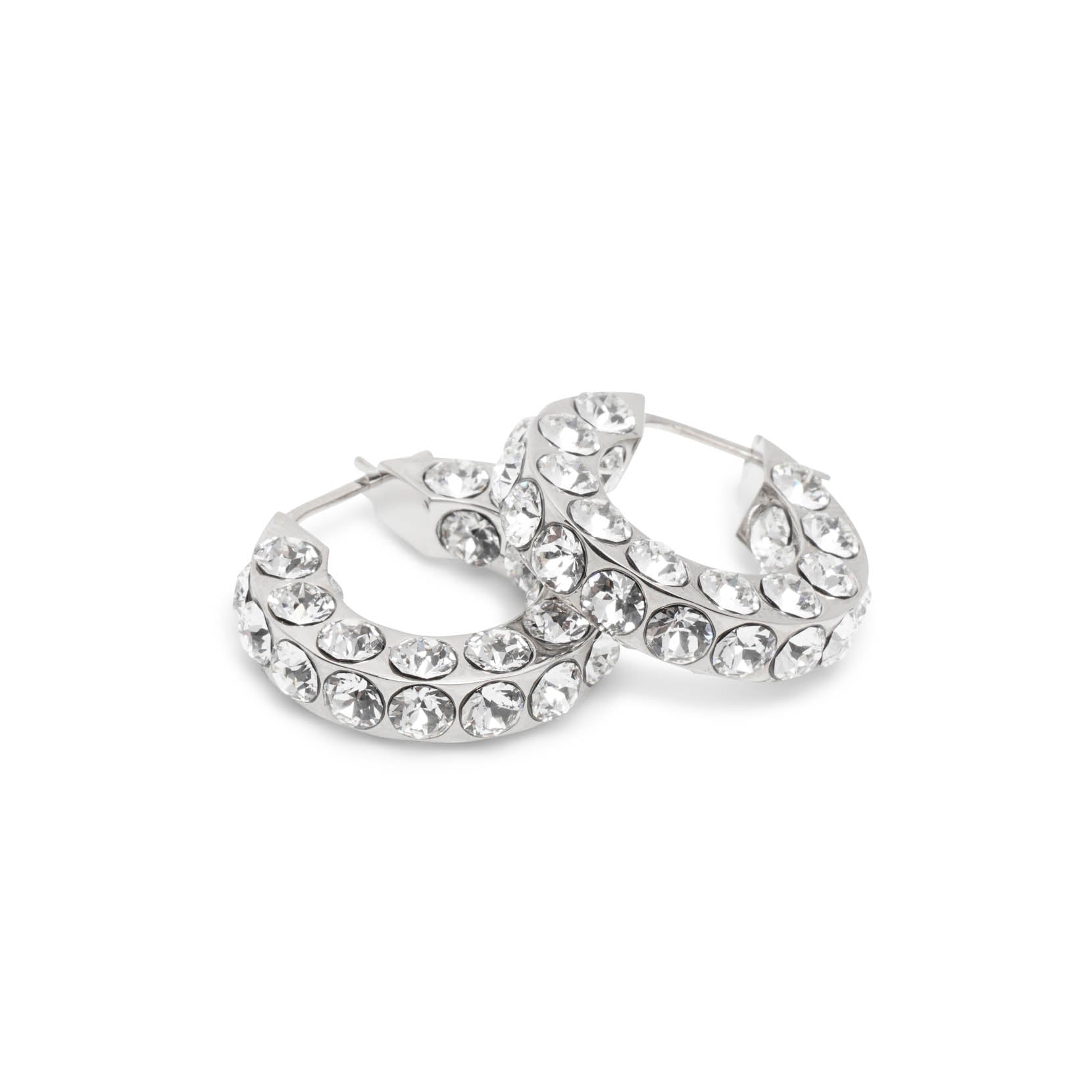 Jah hoop small white and silver crystal earrings