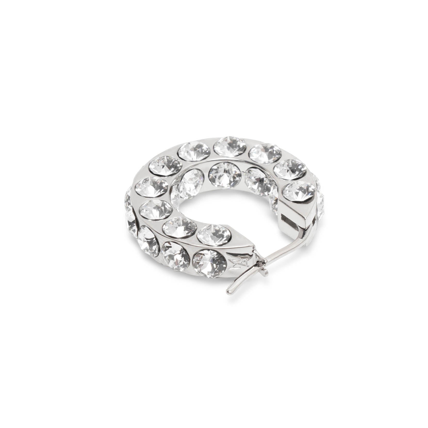 Jah hoop small white and silver crystal earrings