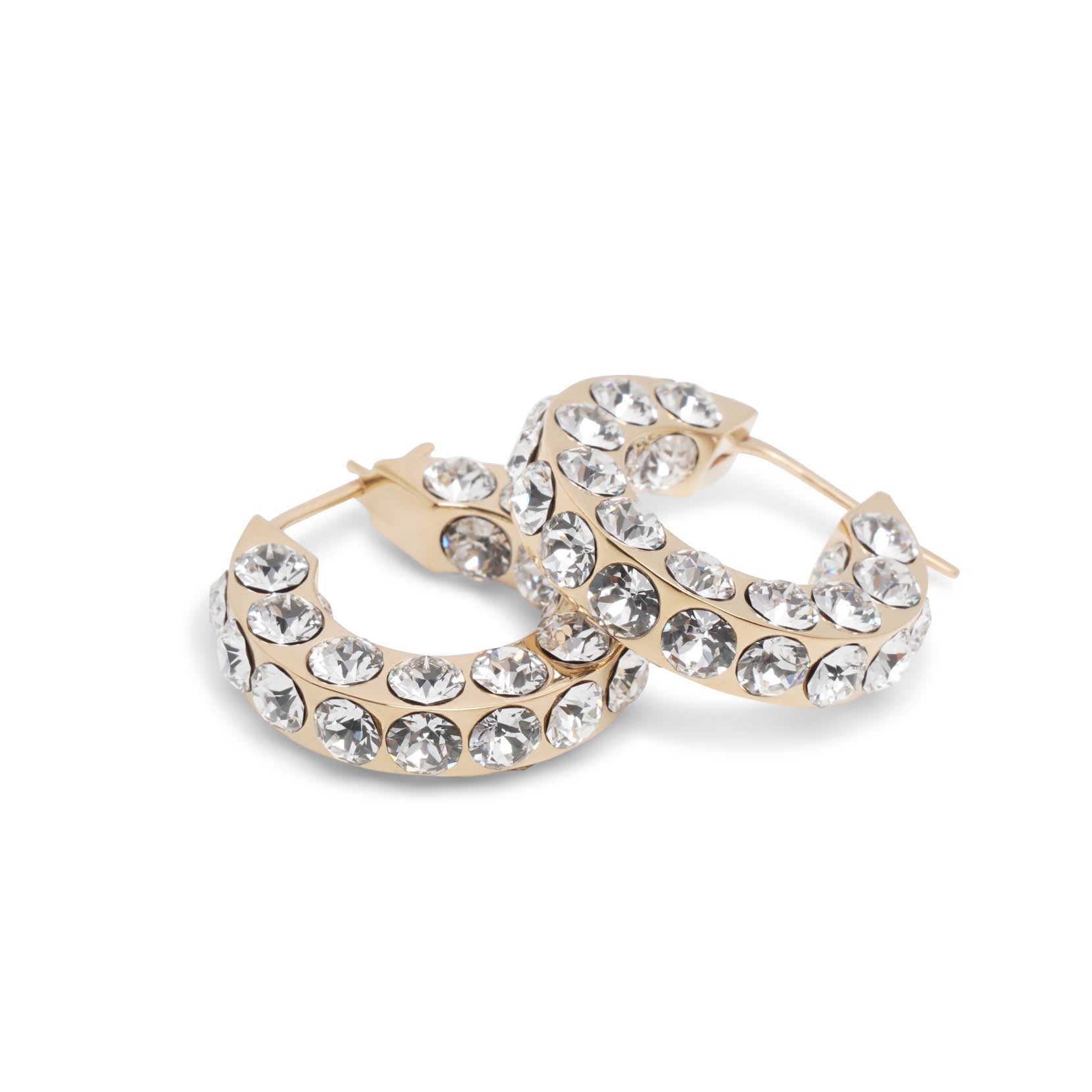 Jah hoop small white and gold crystal earrings