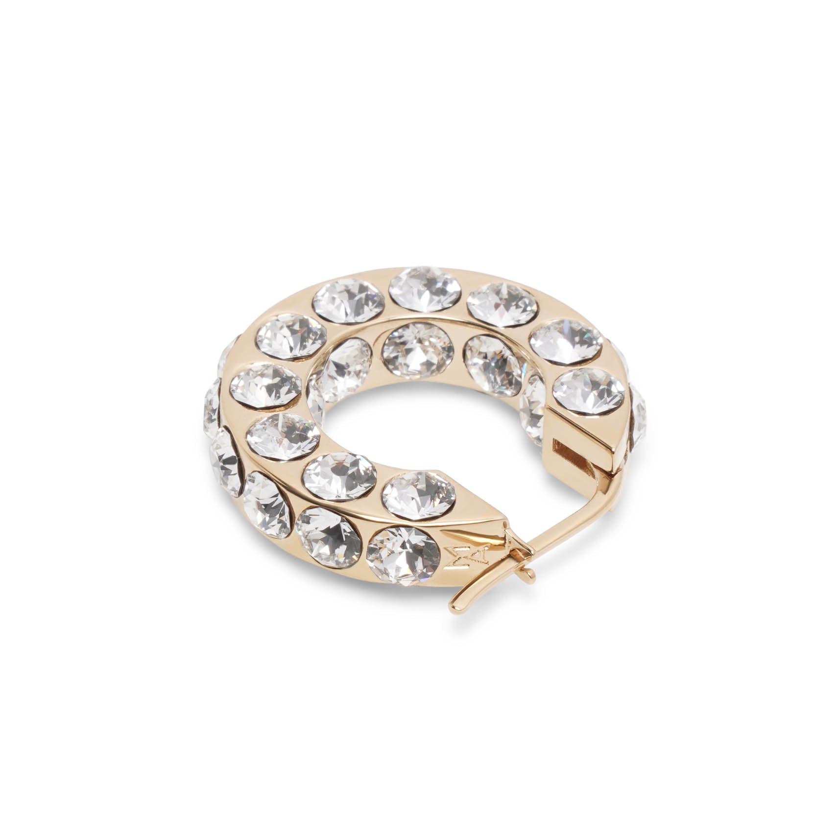 Jah hoop small white and gold crystal earrings