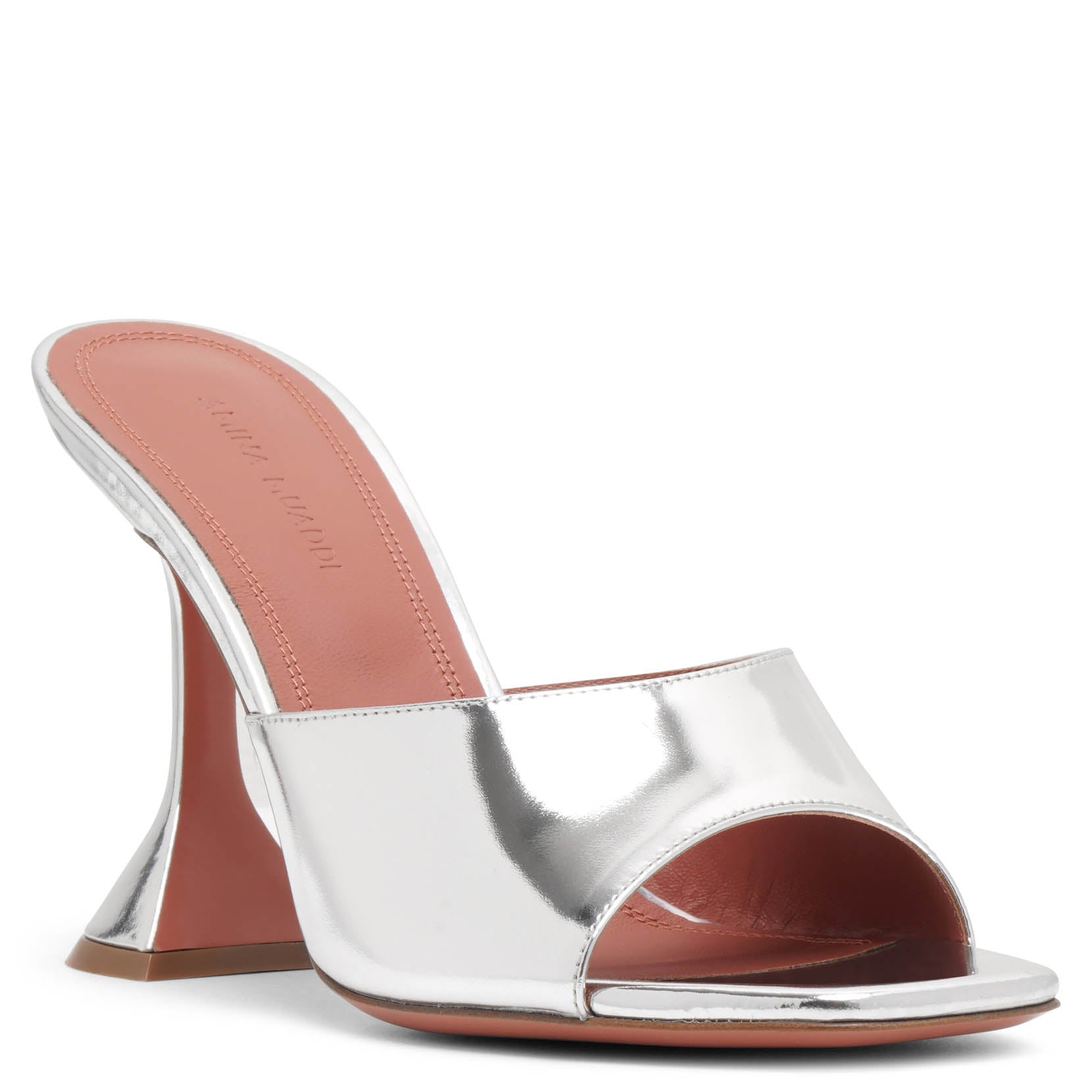 Lupita 95 silver mirror patent mules