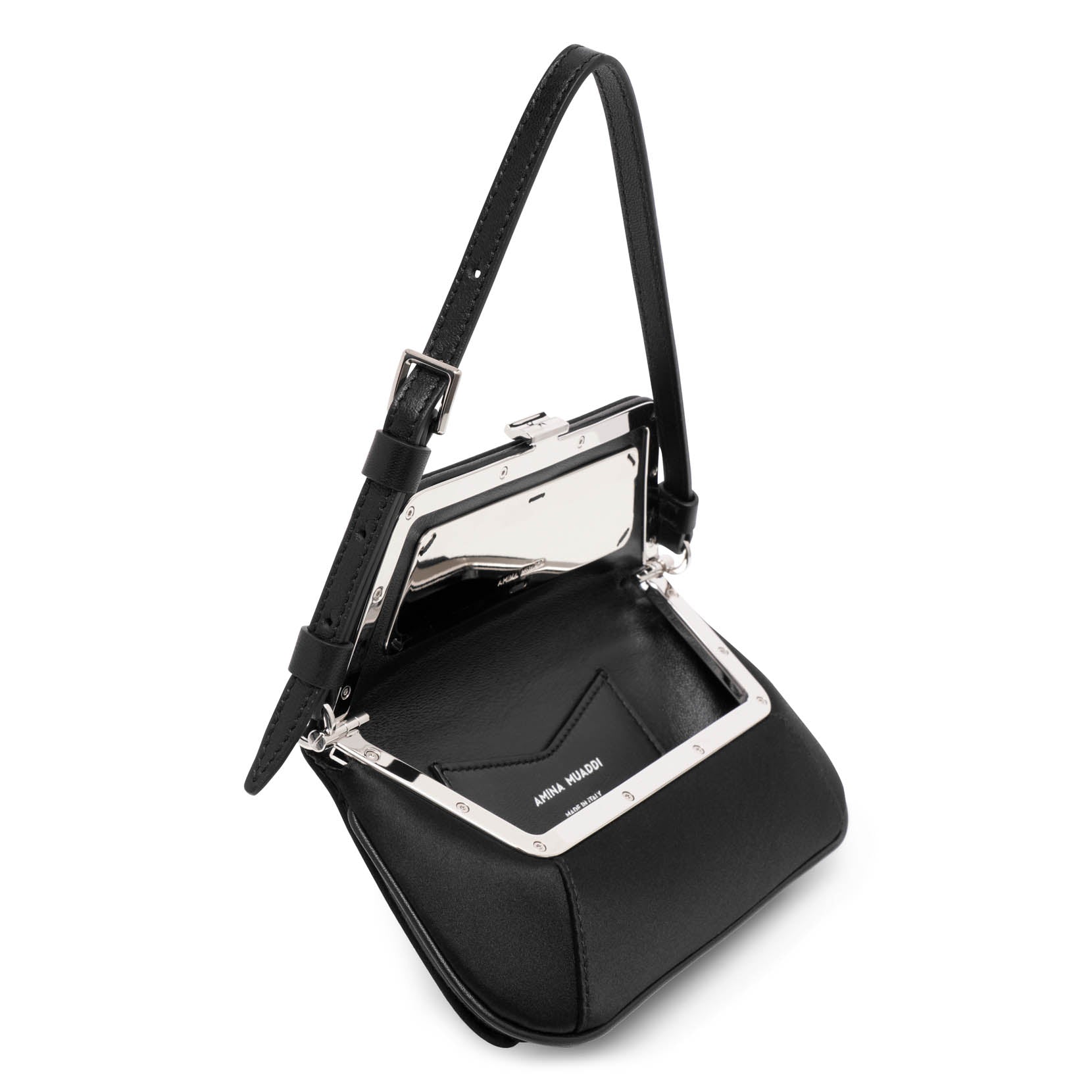 Ami mini black satin bag