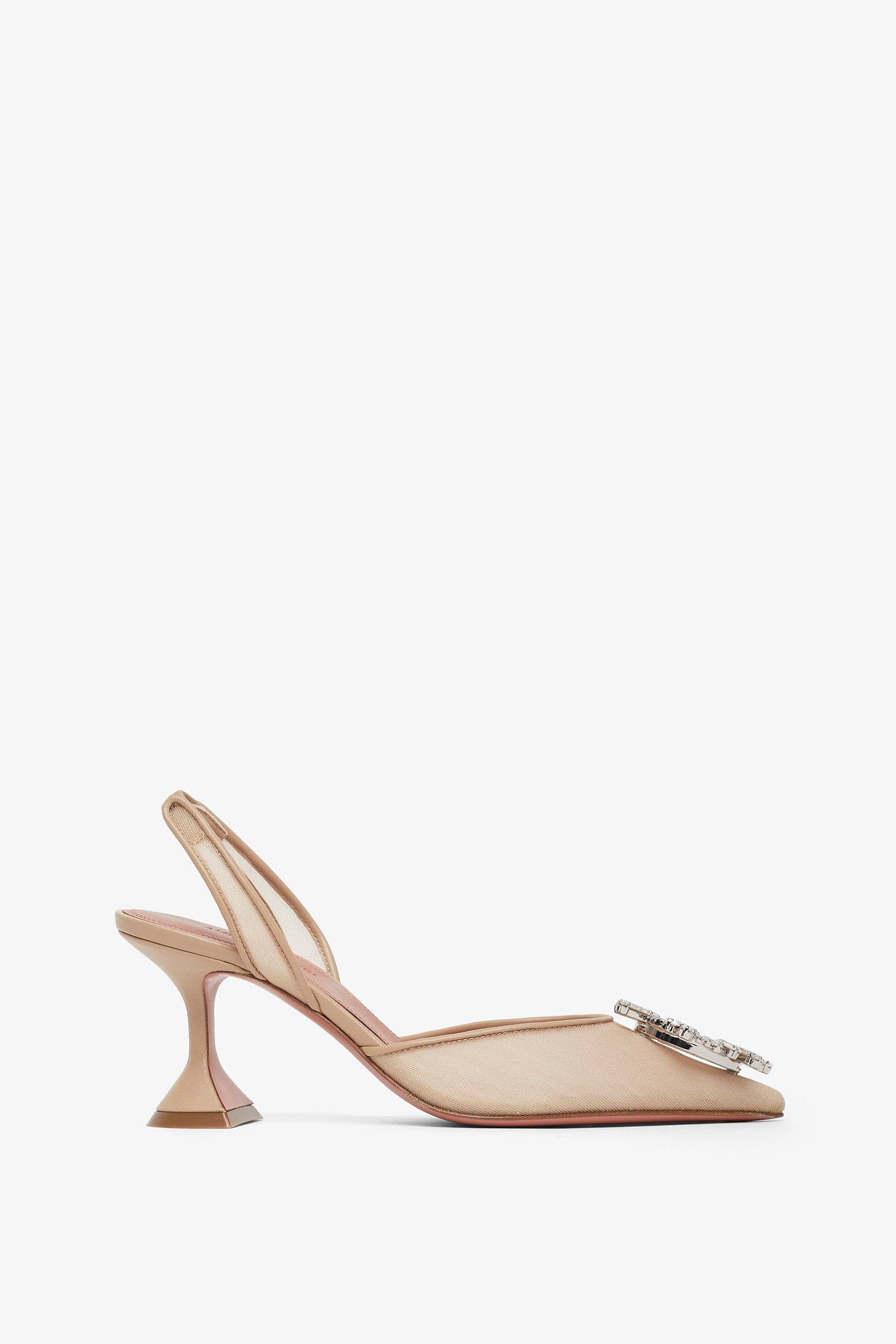 Begum 70 beige mesh slingback pumps